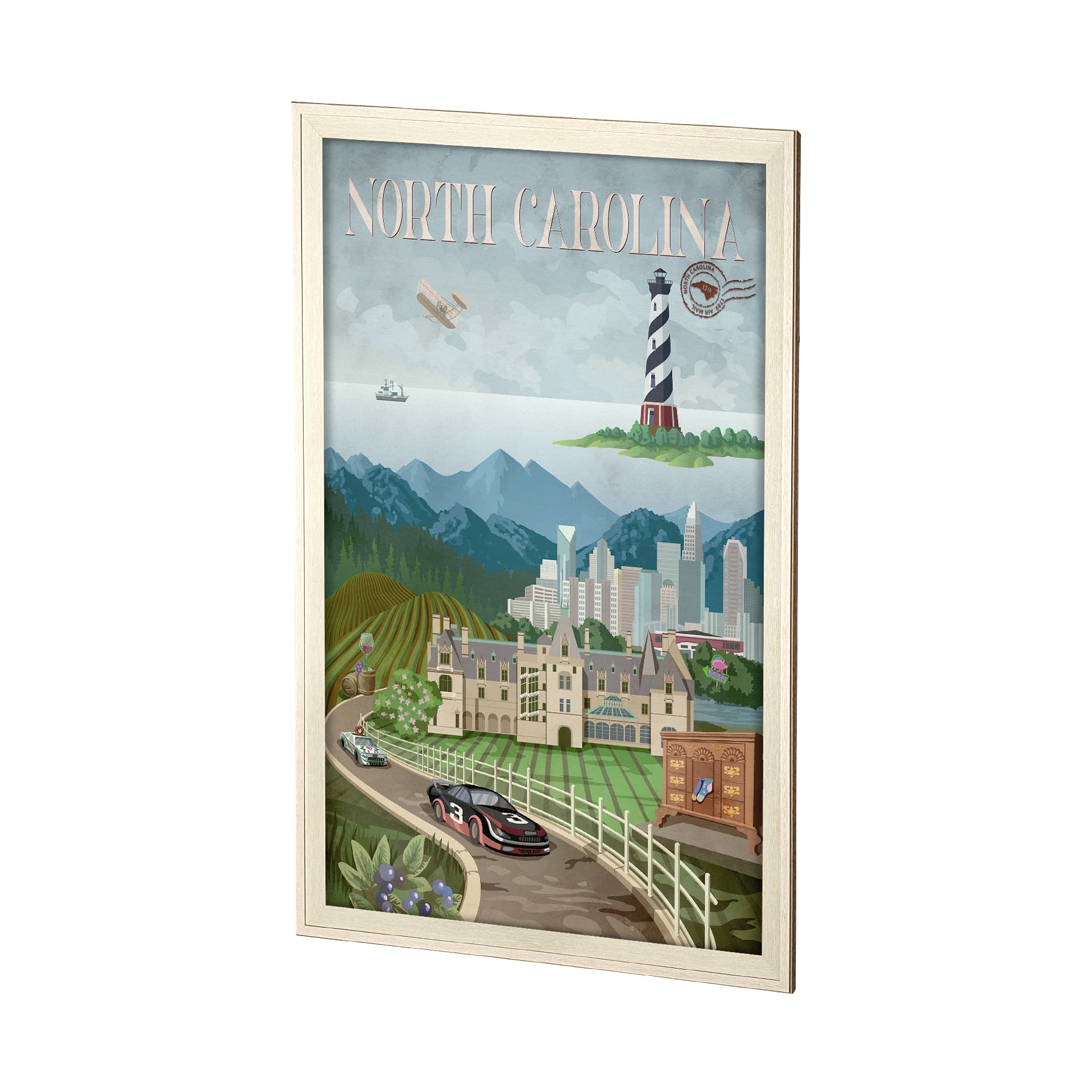 North Carolina by Mercana Studio a Framed Art Print Matted under Glass — product photograph