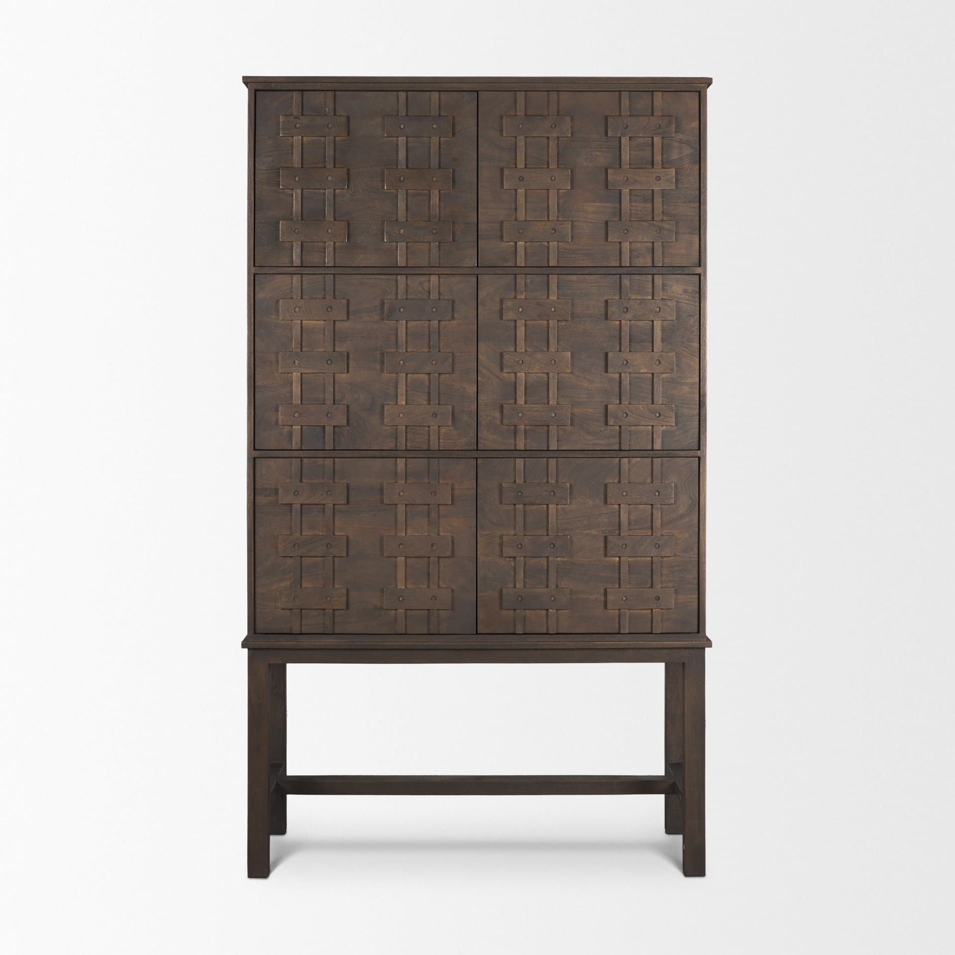 Truss Dark Brown Wood 6 Door Tall Cabinet — product photograph