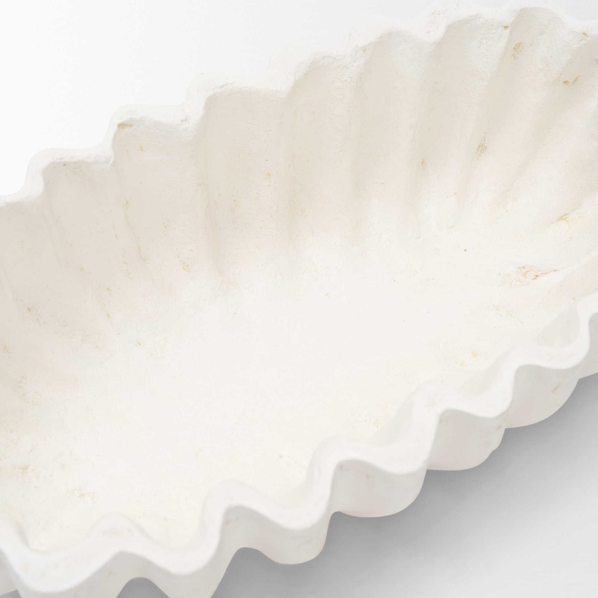 Camelia Fluted White Paper Mache Long Centerpiece Bowl — product photograph