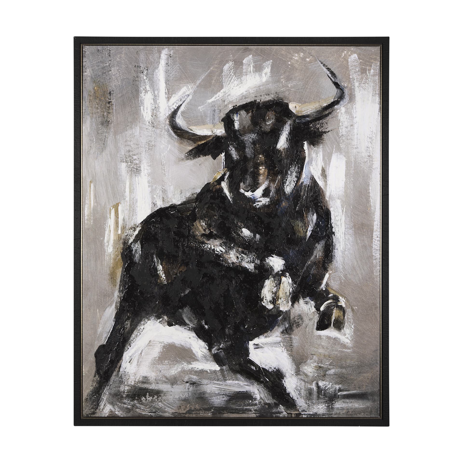 Bull by Mercana Studio a Hand Embellished Textured Framed Canvas — product photograph