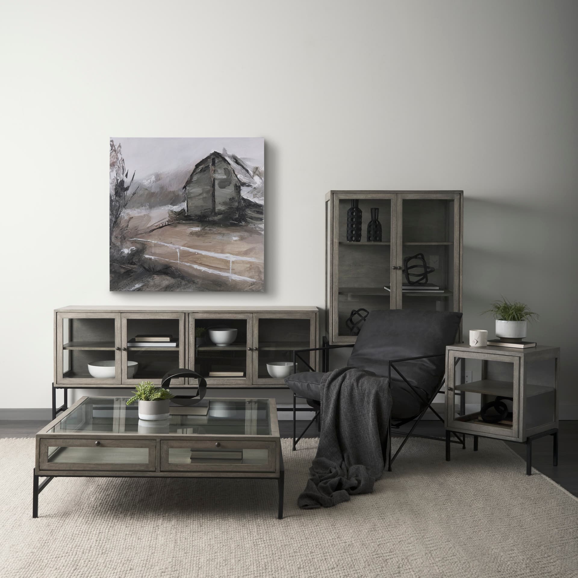 Late Autumn in Countryside I by Mercana Studio a Hand Embellished Textured Canvas — in a styled room