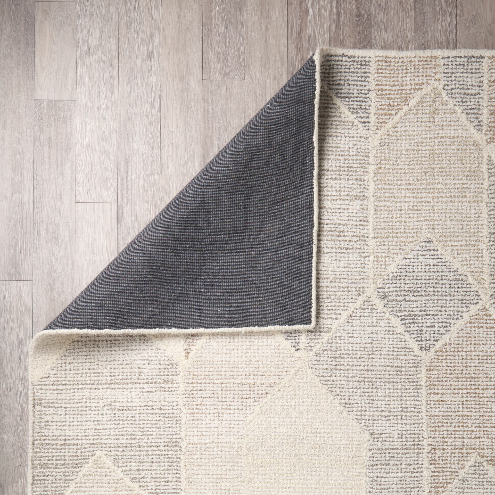 Kolt 5x8 Neutral Geometric Patterned Wool Area Rug — product photograph