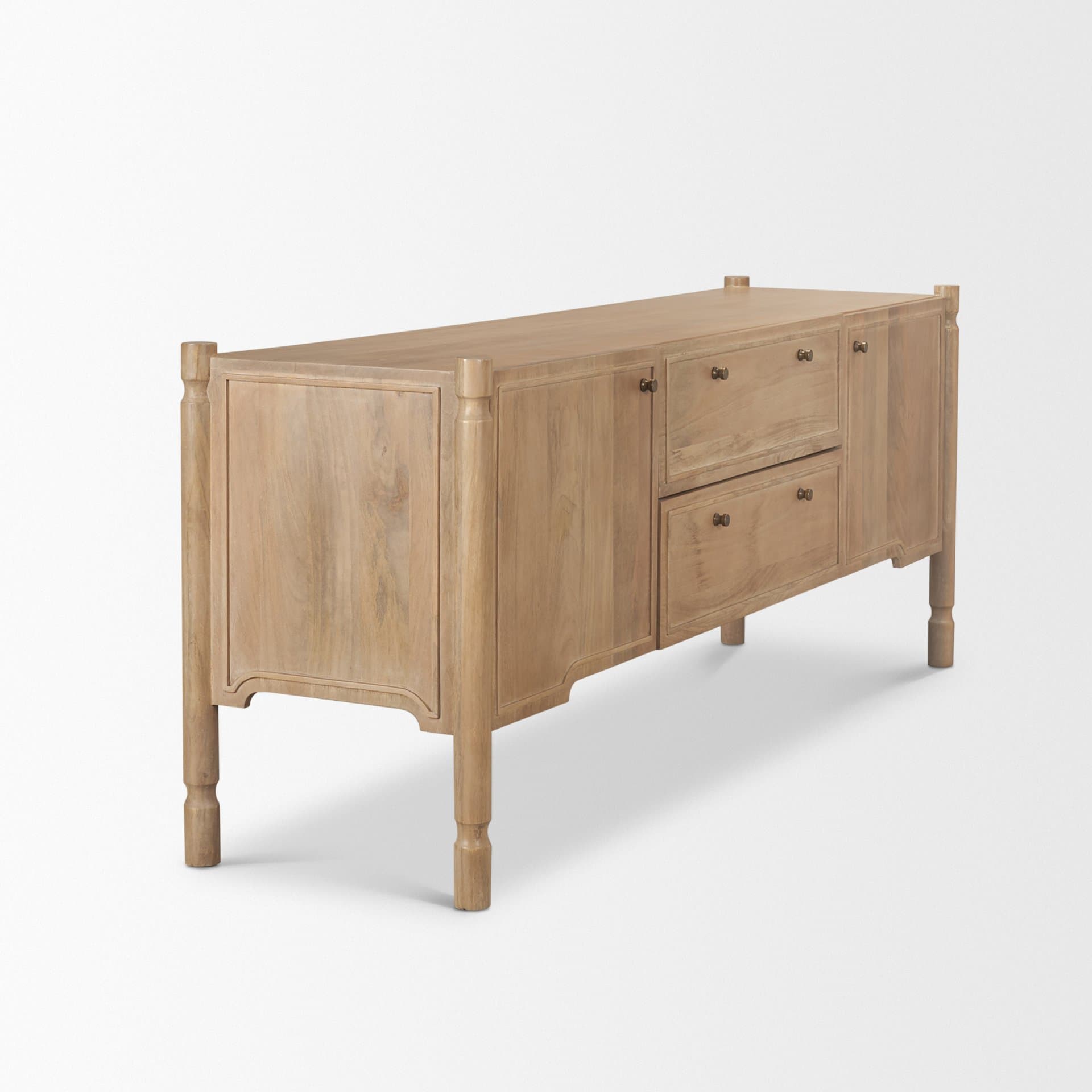 Phil Light Brown Wood 2 Door 1 Drawer w/ Pull Down Media Console — product photograph