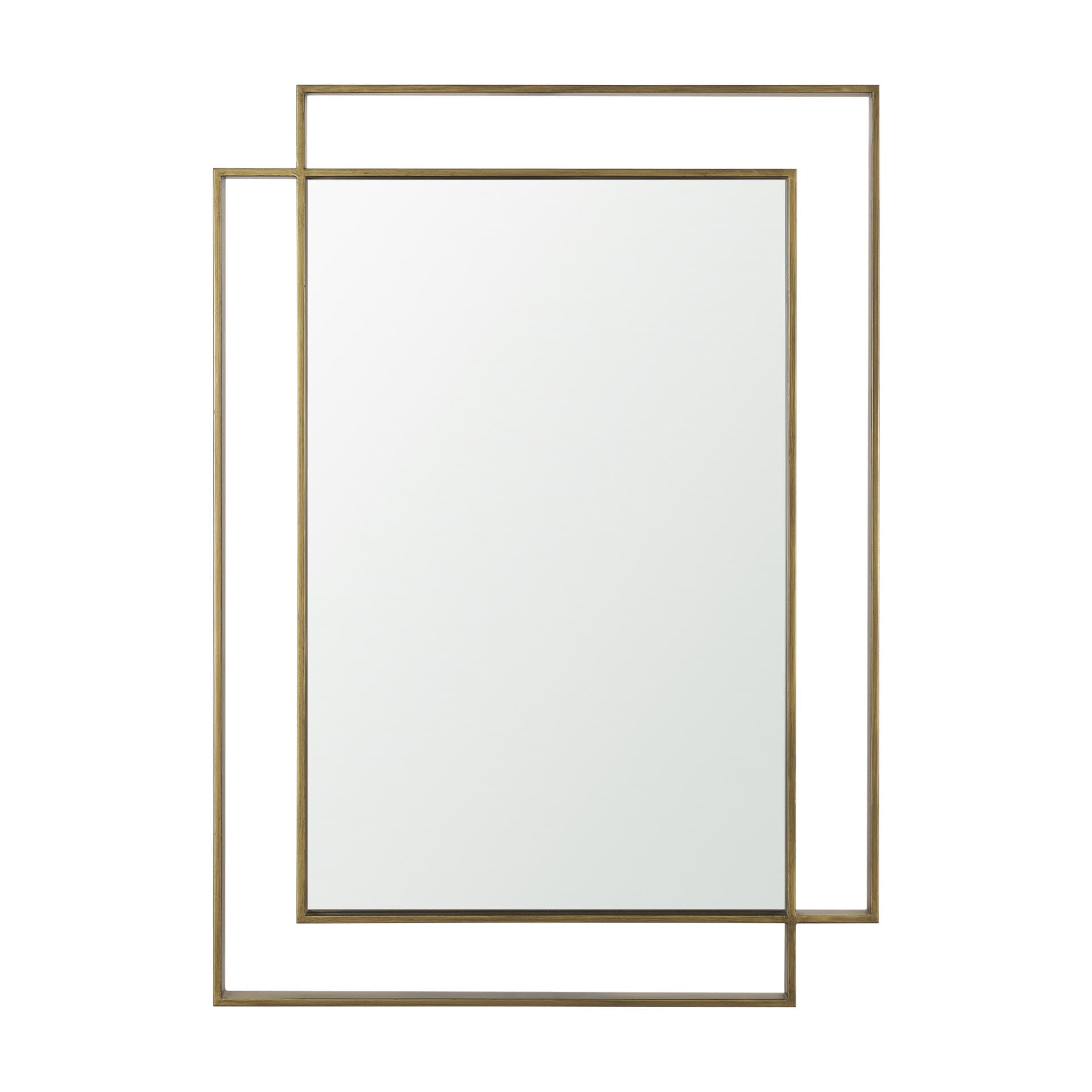 Tiva Rectangular Dual Brushed Gold Metal Framed Mirror — product photograph