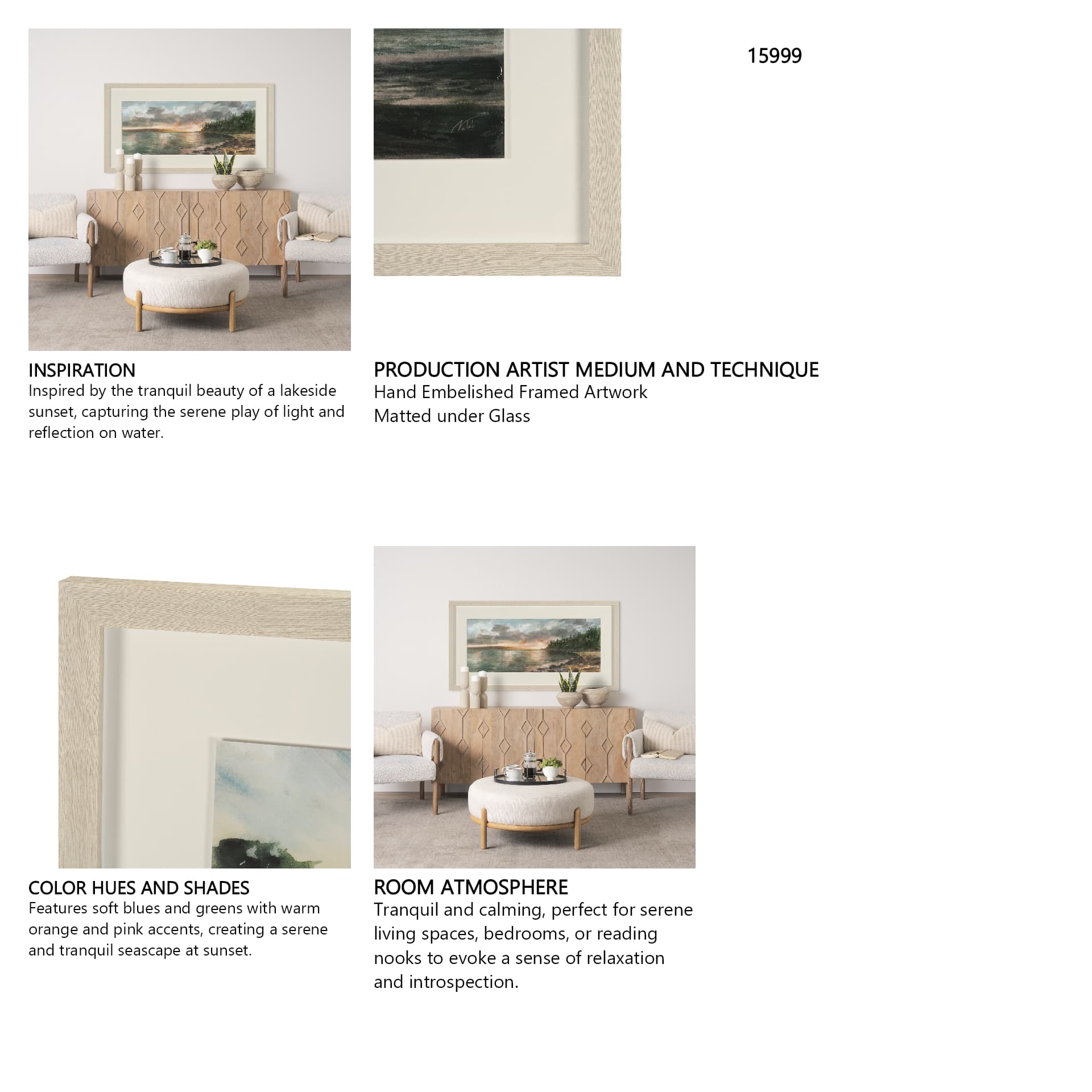 Coastal Splendor II by Mercana Studio Hand Embelished Framed Artwork Matted under Glass — in a styled room