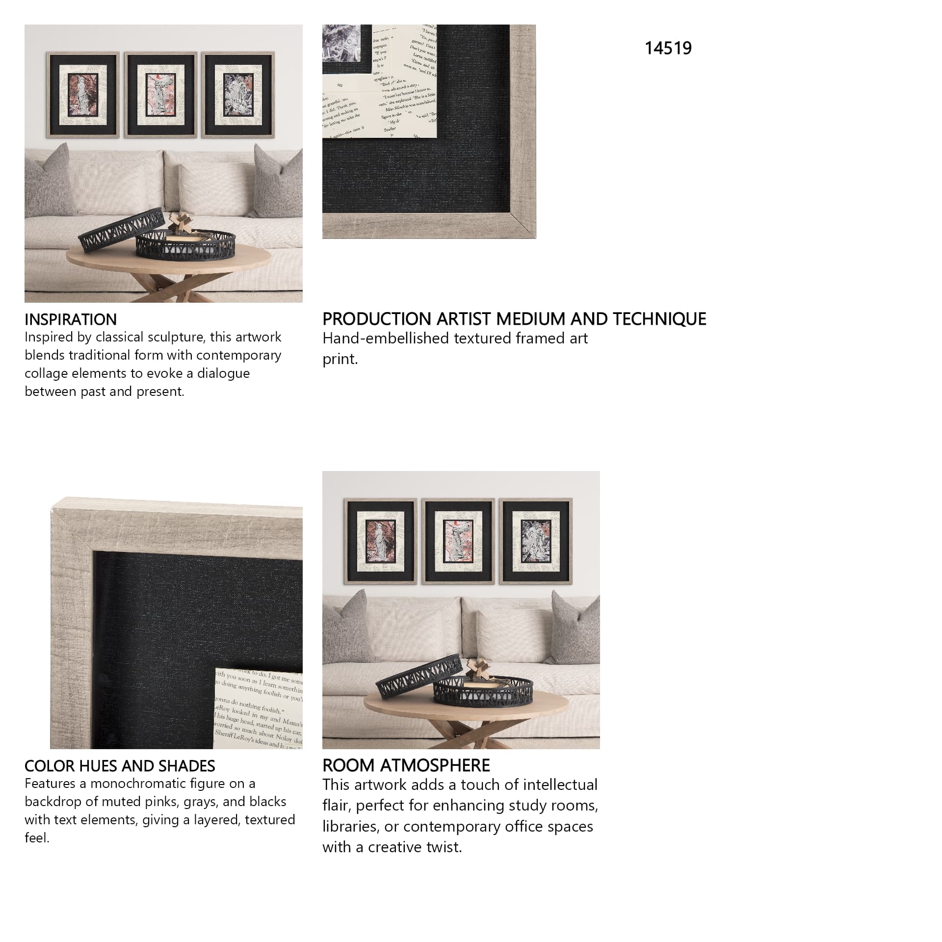 Graffiti sculpture VI by Mercana Studio Hand Embellished Textured Framed Art Print Matted under Glas — in a styled room
