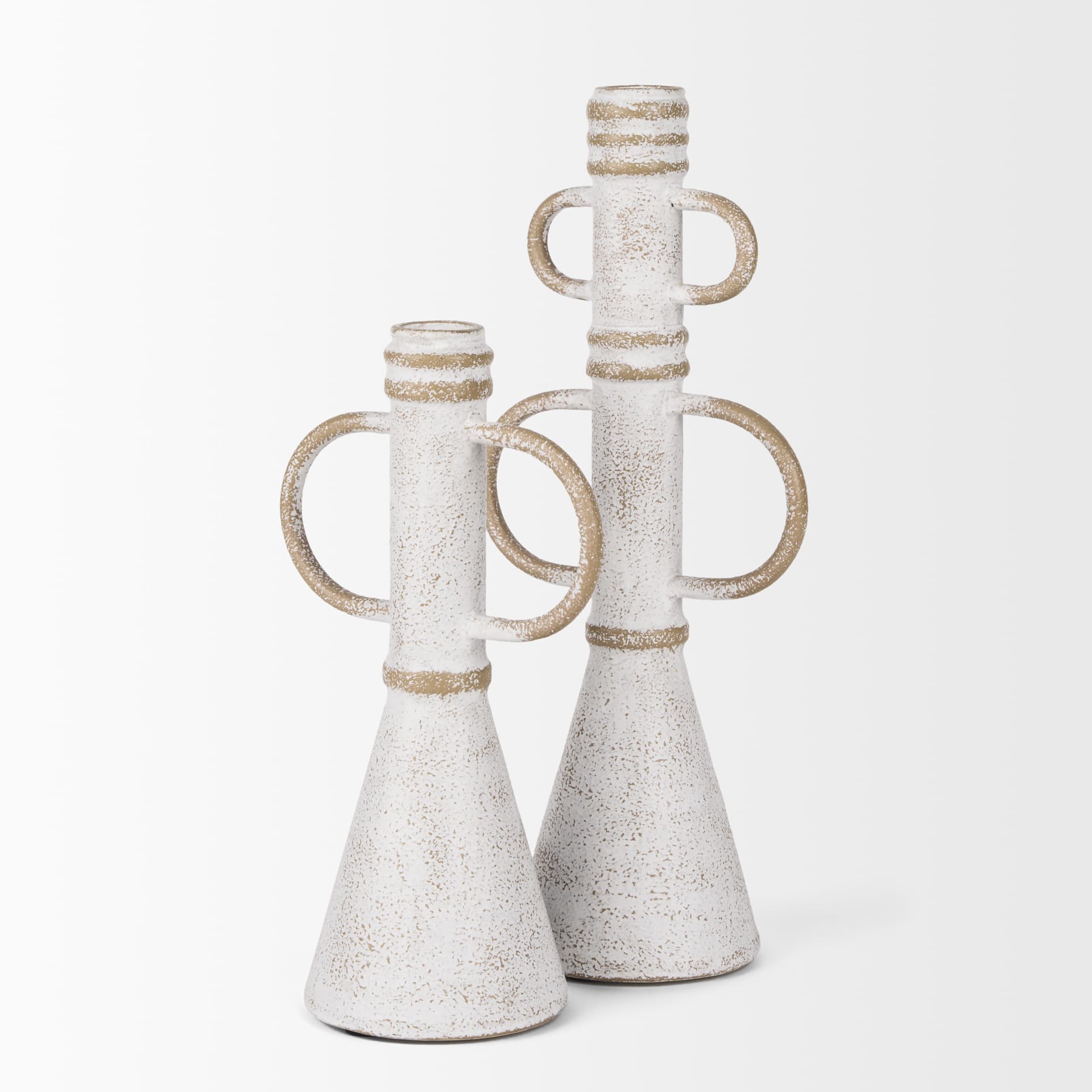 Ziva Large Distressed White Metal Sculptural Object — product photograph