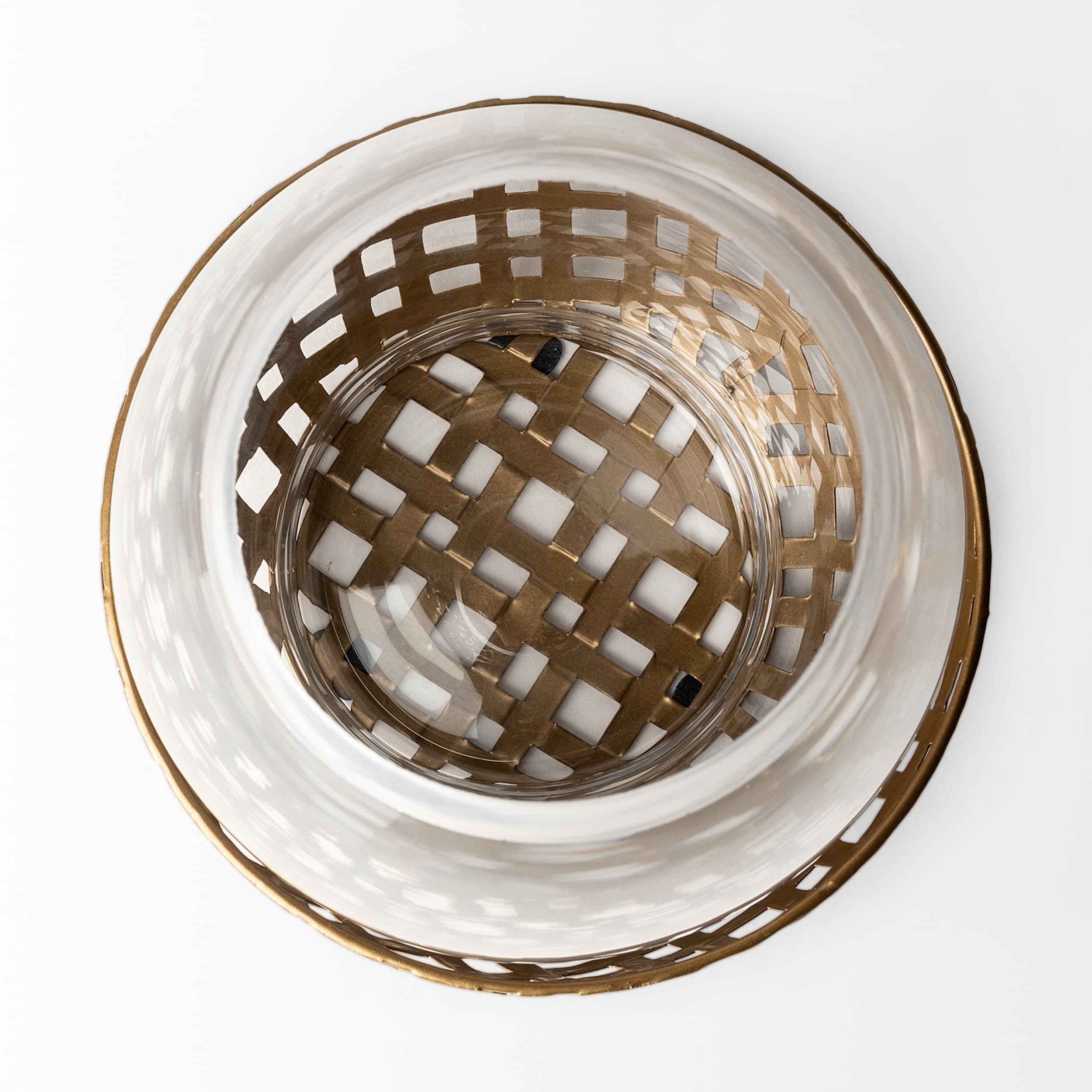 Reena I Small Gold Woven Metal Base Table Candle Holder — product photograph