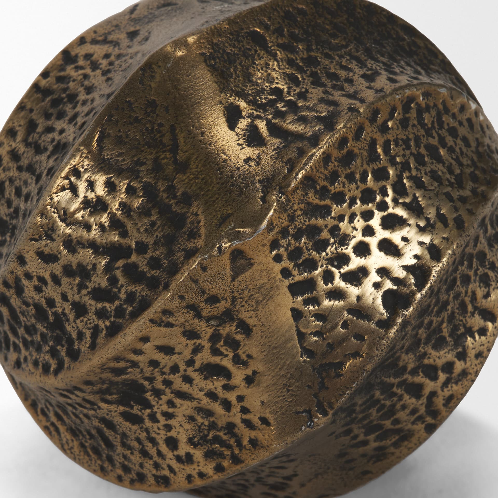Imani Large Sculptural Textured Antiqued Gold Metal Decorative Orb Object — product photograph