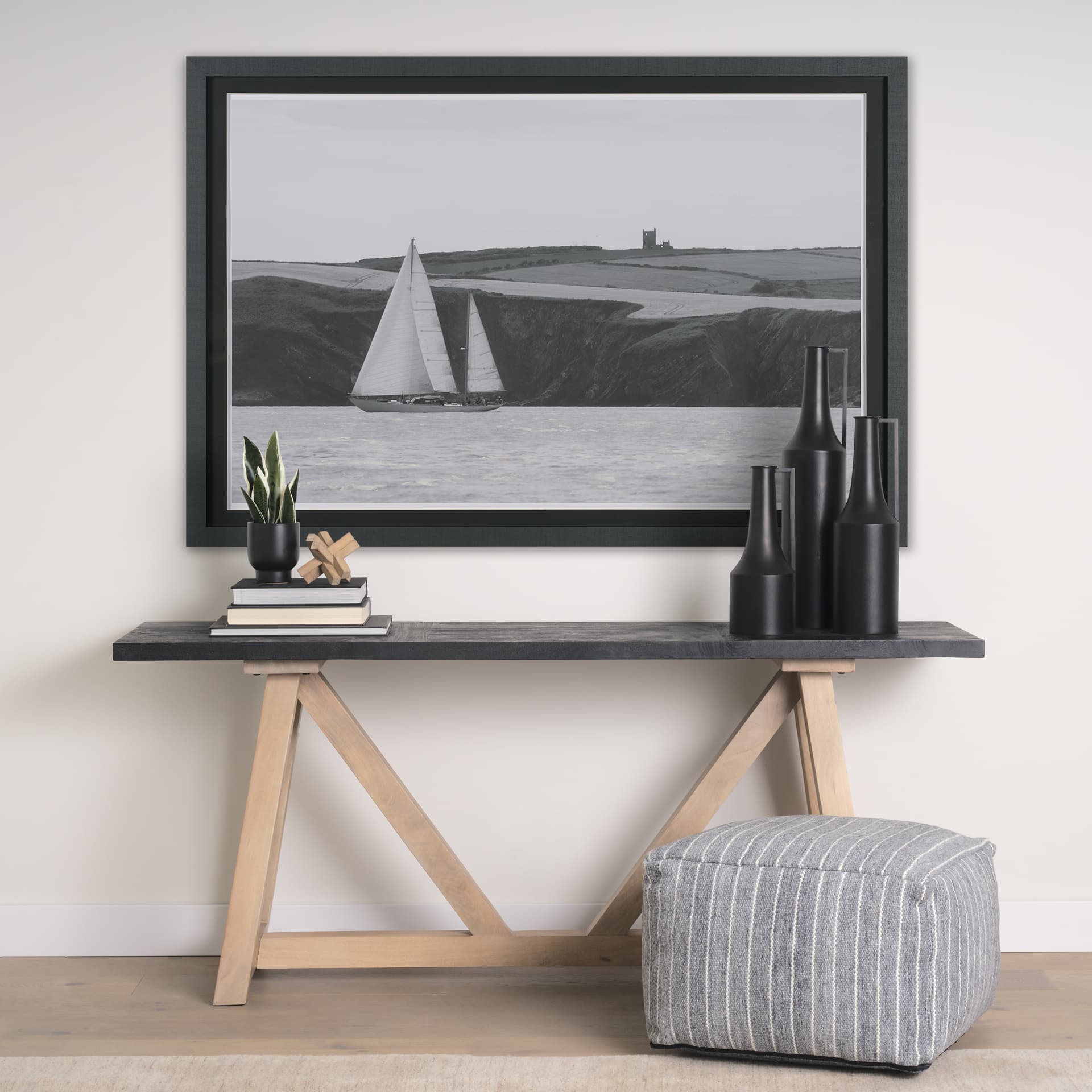 Maritime Meander by Ben Wood Hand Embelished Framed Art Print Matted under Glass — in a styled room