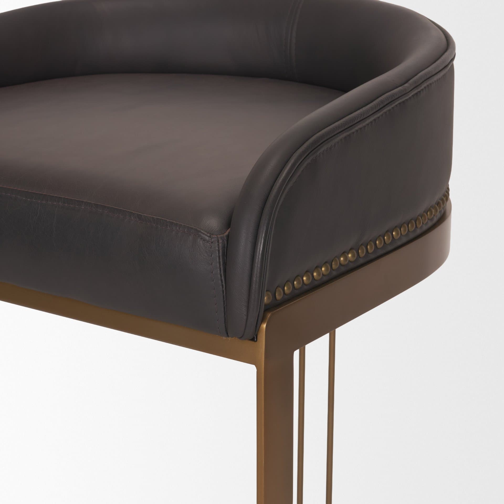 Hollyfield Backless 28.75in Seat Bar Stool | Brown Charcoal Leather — product photograph