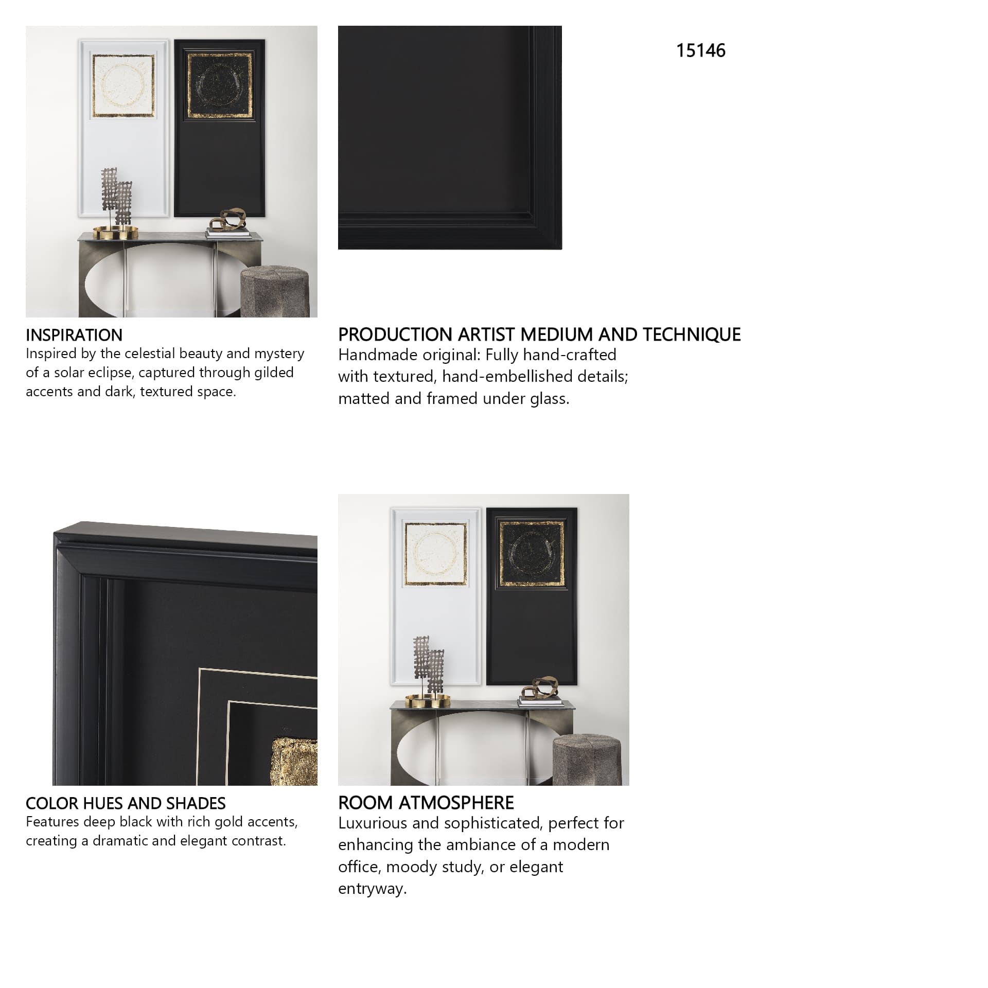 Caldera Black by Studio M a handmade Original Framed Artwork under Glass — in a styled room