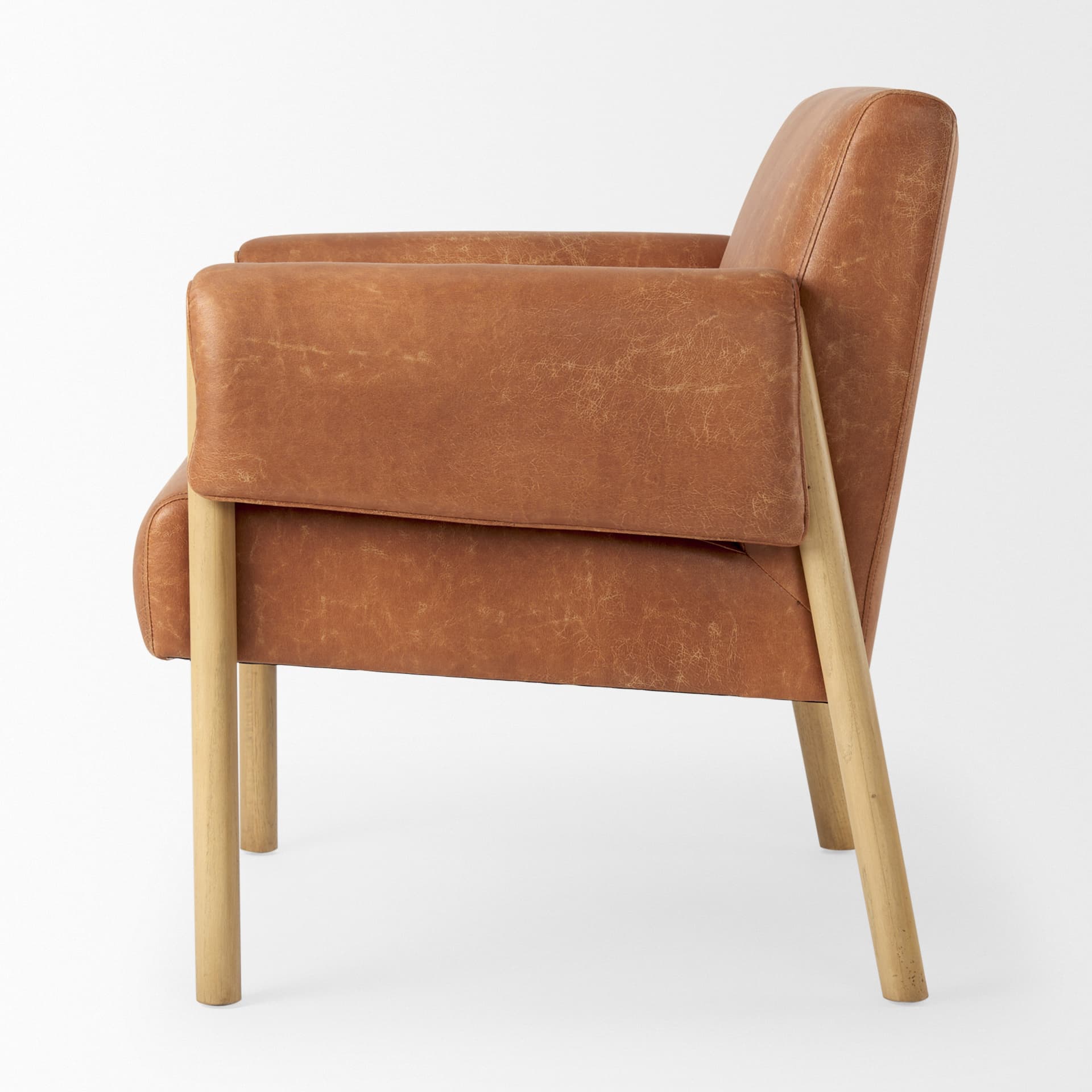 Ashton Brown Vegan Leather w/ Light Wood Accent Chair — product photograph