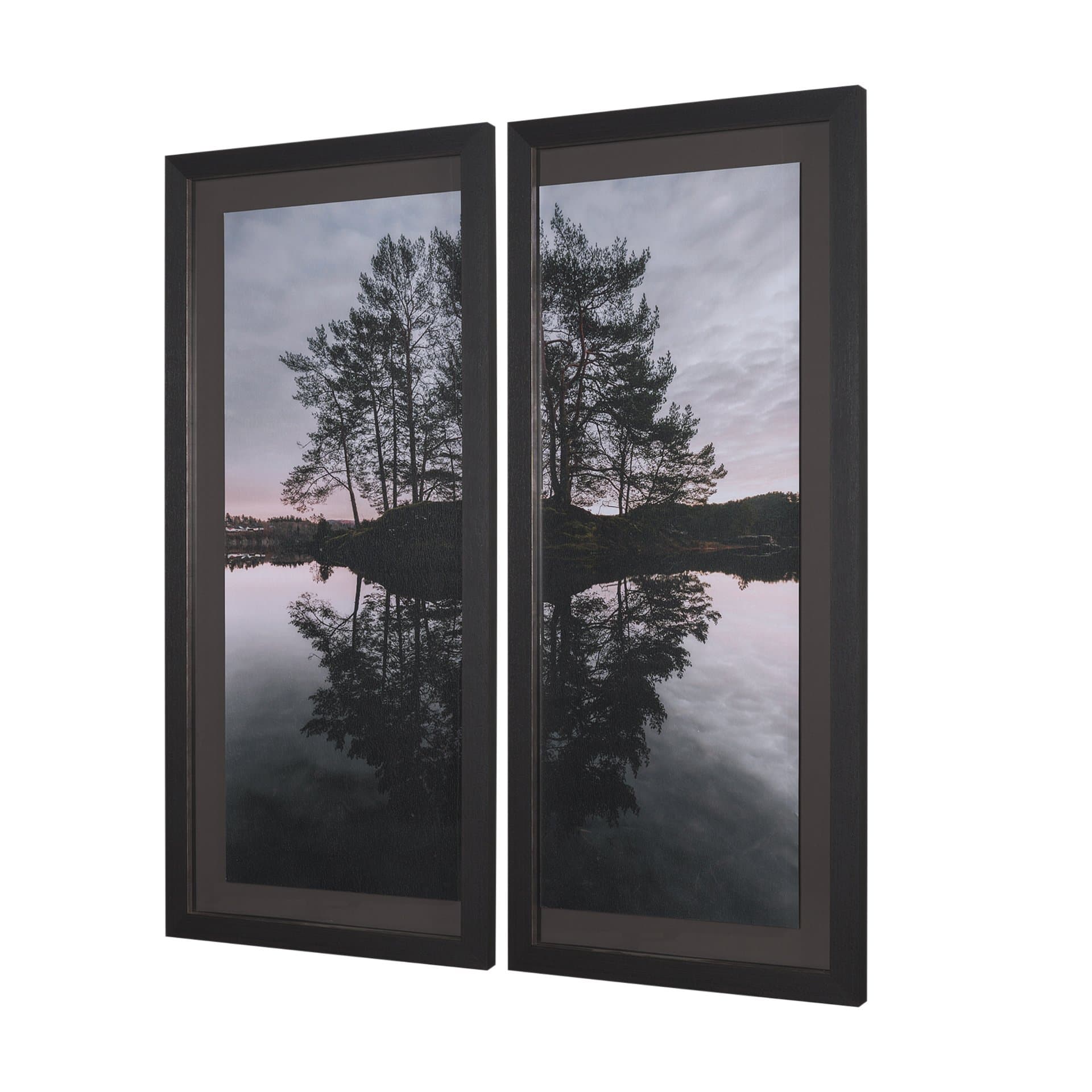 Stupell Industries Tree on Lake (Set of 2) by Thomas Tepstad Berge Framed Photo Print under Glass — product photograph
