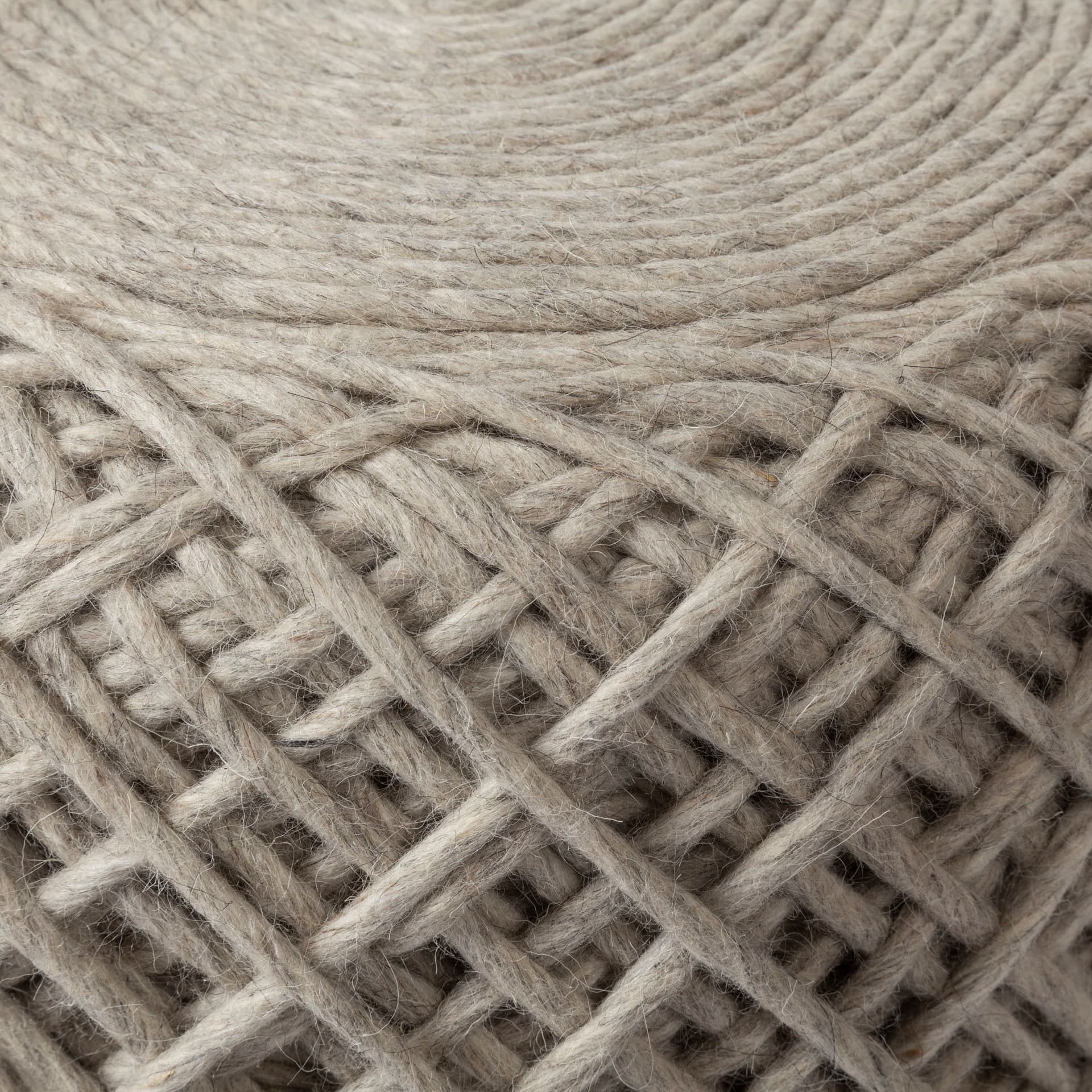 Allium Oatmeal Handwoven Wool Cylindrical Pouf — product photograph