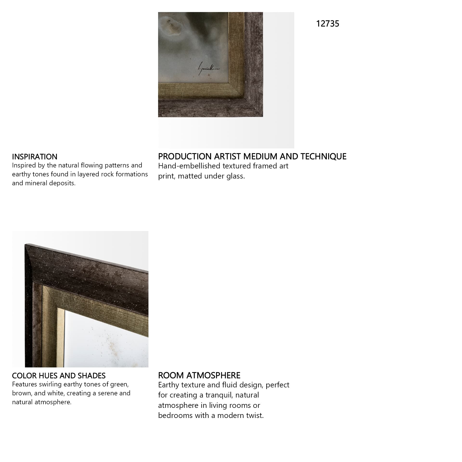 Equatorial Drift I by Mercana Studio a Hand Embellished Textured Framed Art Print Matted under Glass — in a styled room