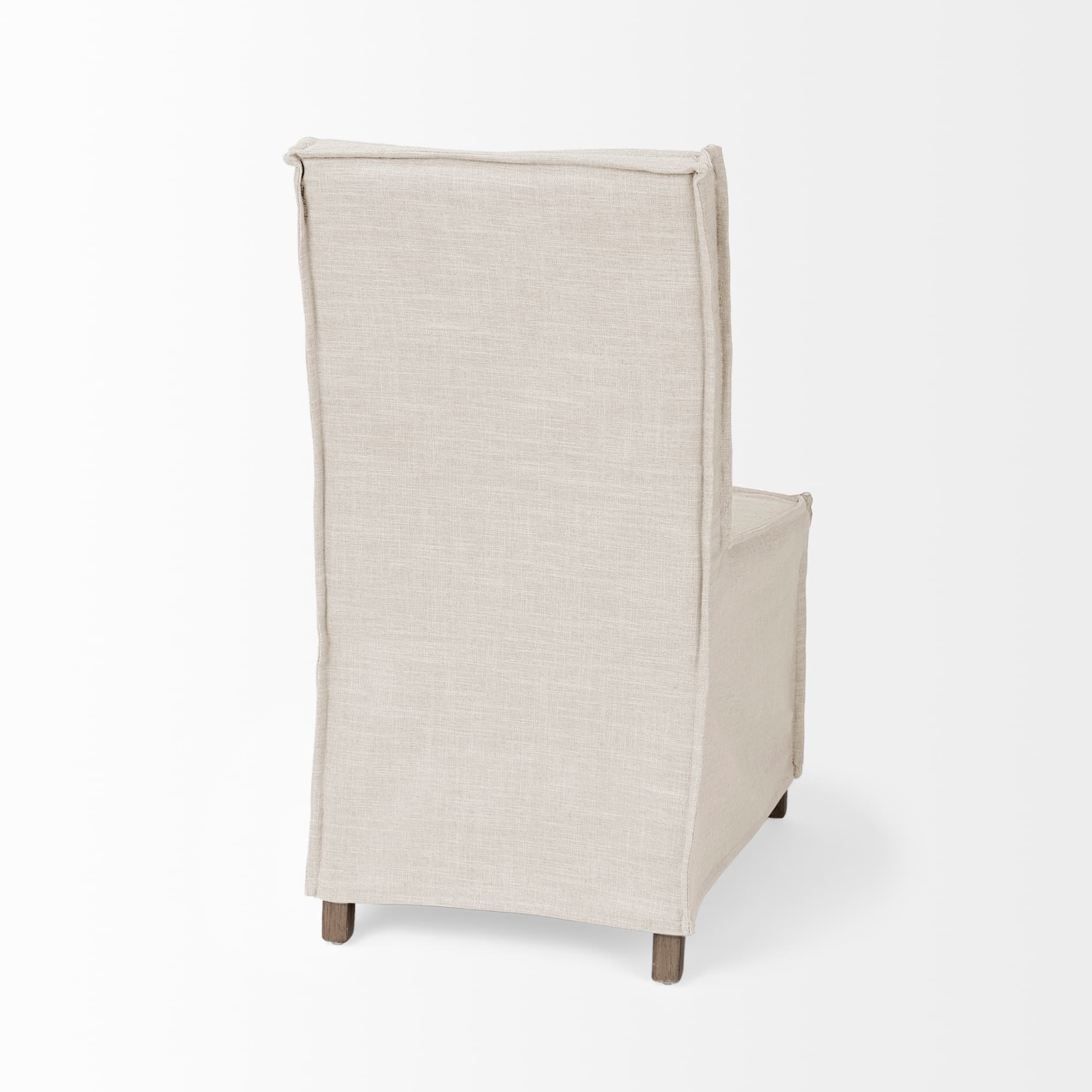 Elbert Solid Back Dining Side Chair | Cream Fabric w/ Brown Wood — product photograph