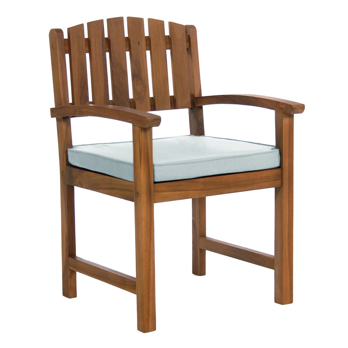 5-Piece Teak Oval Extension Patio - Table and Dining Chairs Set - White Cushions — product photograph