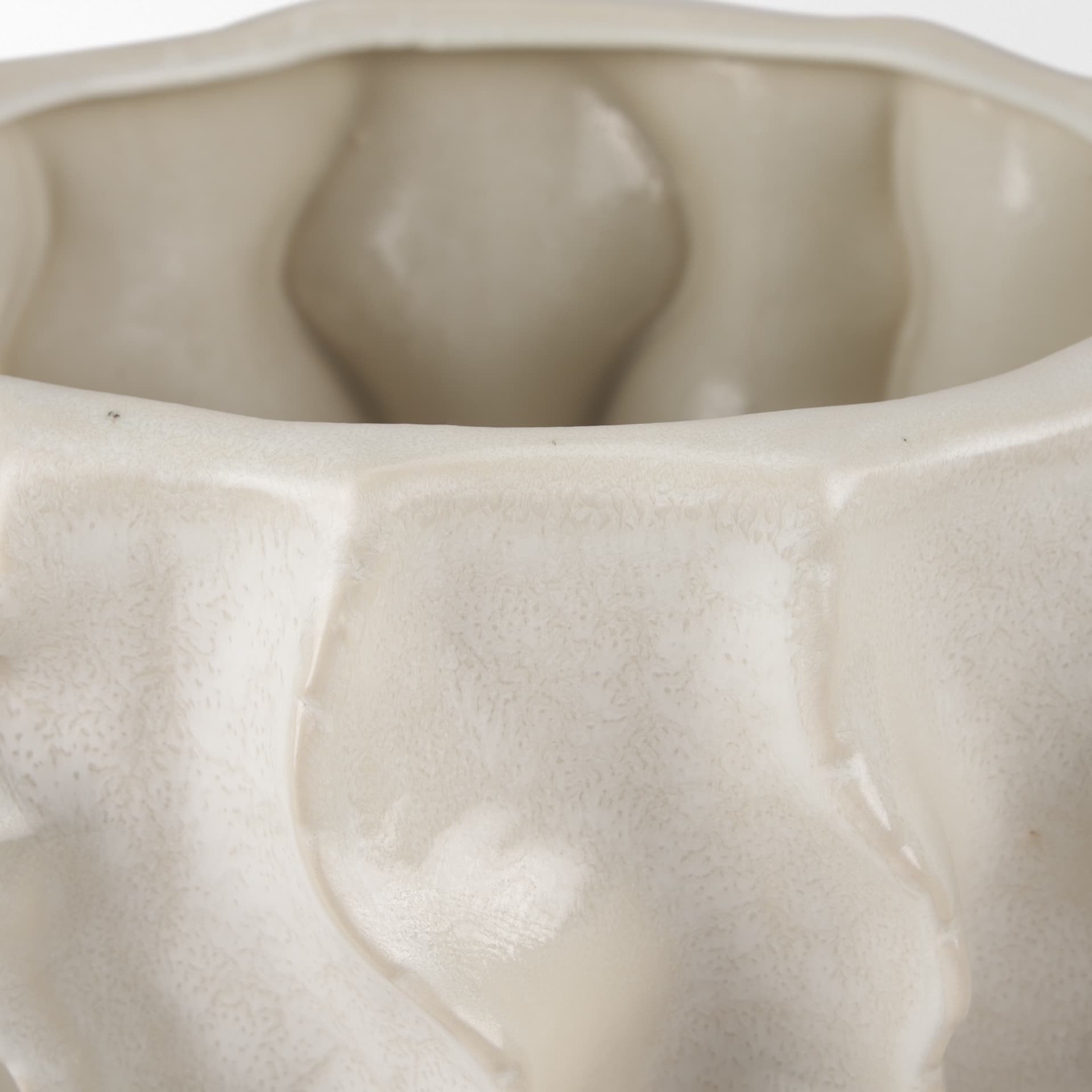 Vahn Sculptural Cream Glazed Decorative Ceramic Bowl — product photograph