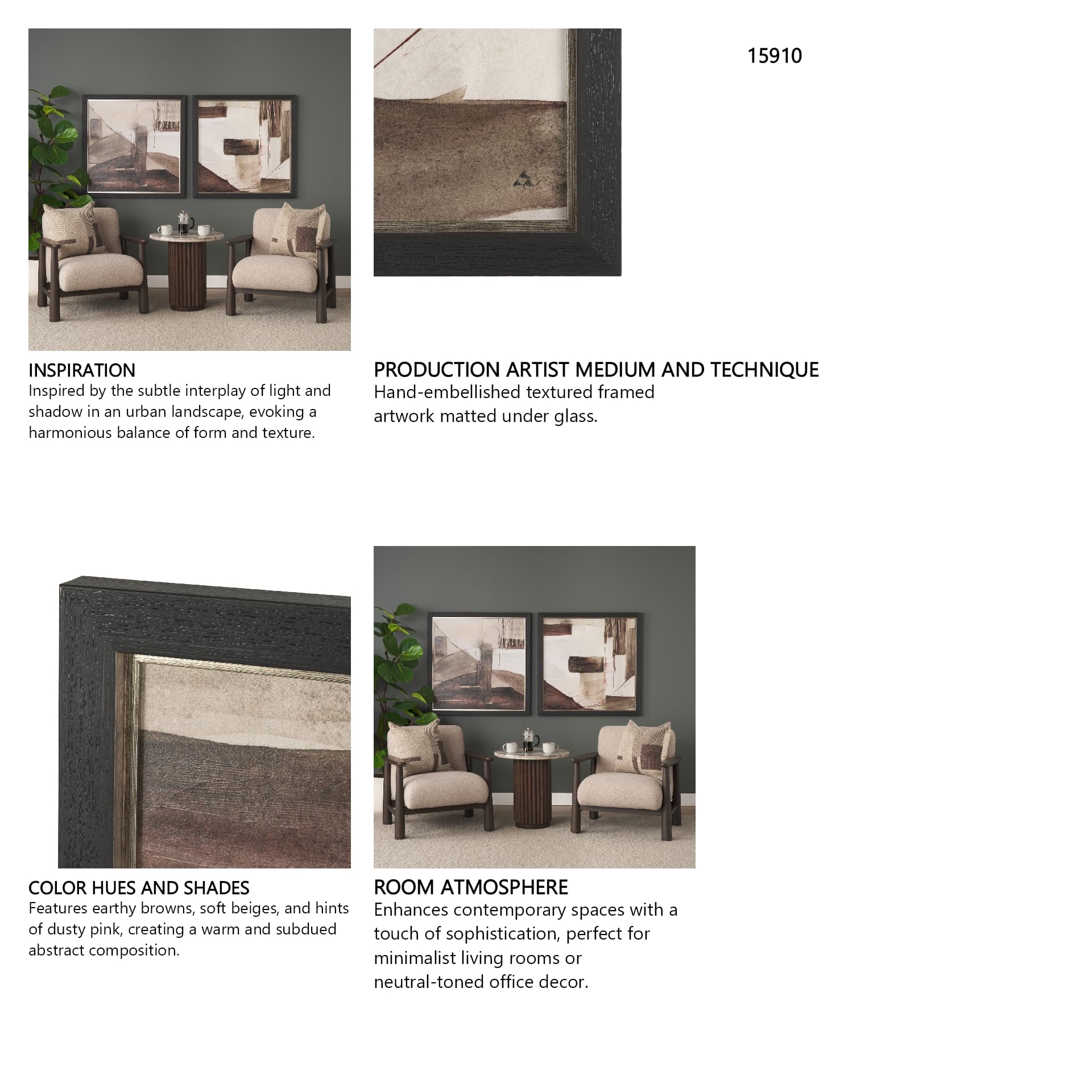Quiet Constructs II by Mercana Studio Hand Embelished Textured Framed Artwork Matted — in a styled room
