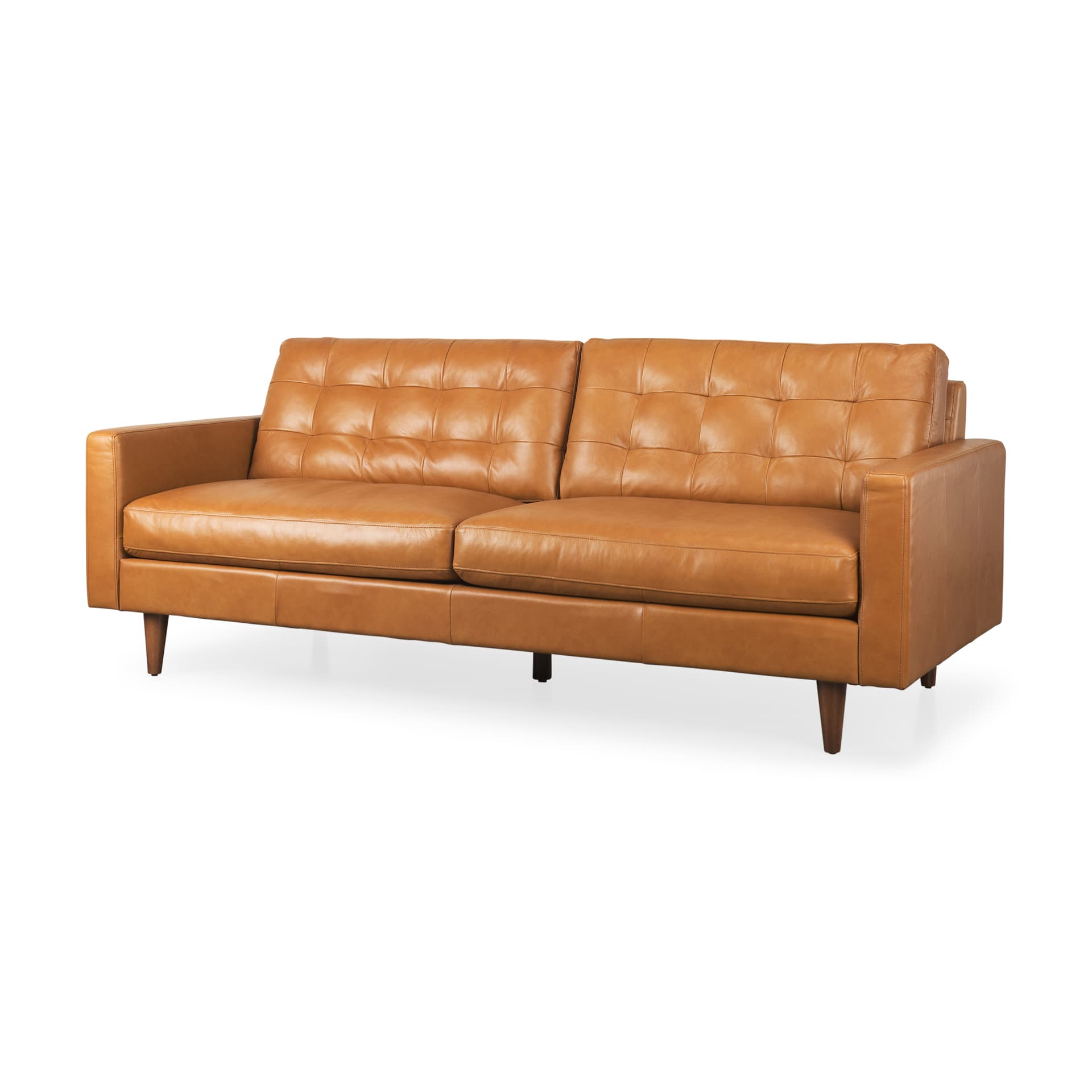 Olaf 88.2L x 37.8W x 35.0H Tan Leather Sofa — product photograph