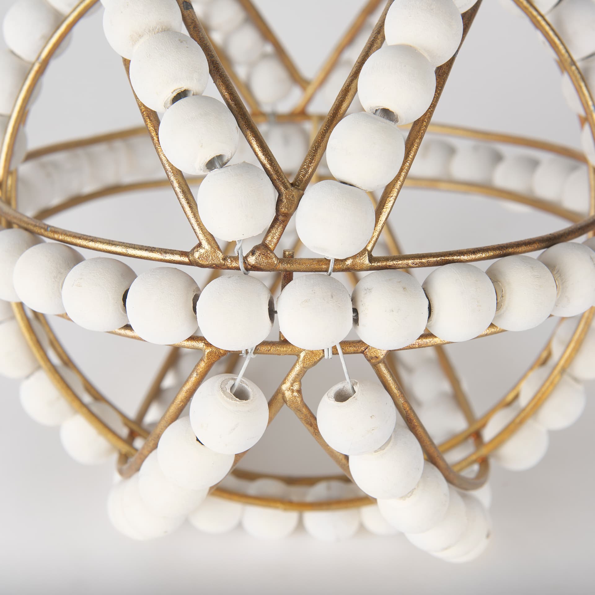 Espanlade I Small 9L x 9W White Wooden Beaded Orb — product photograph