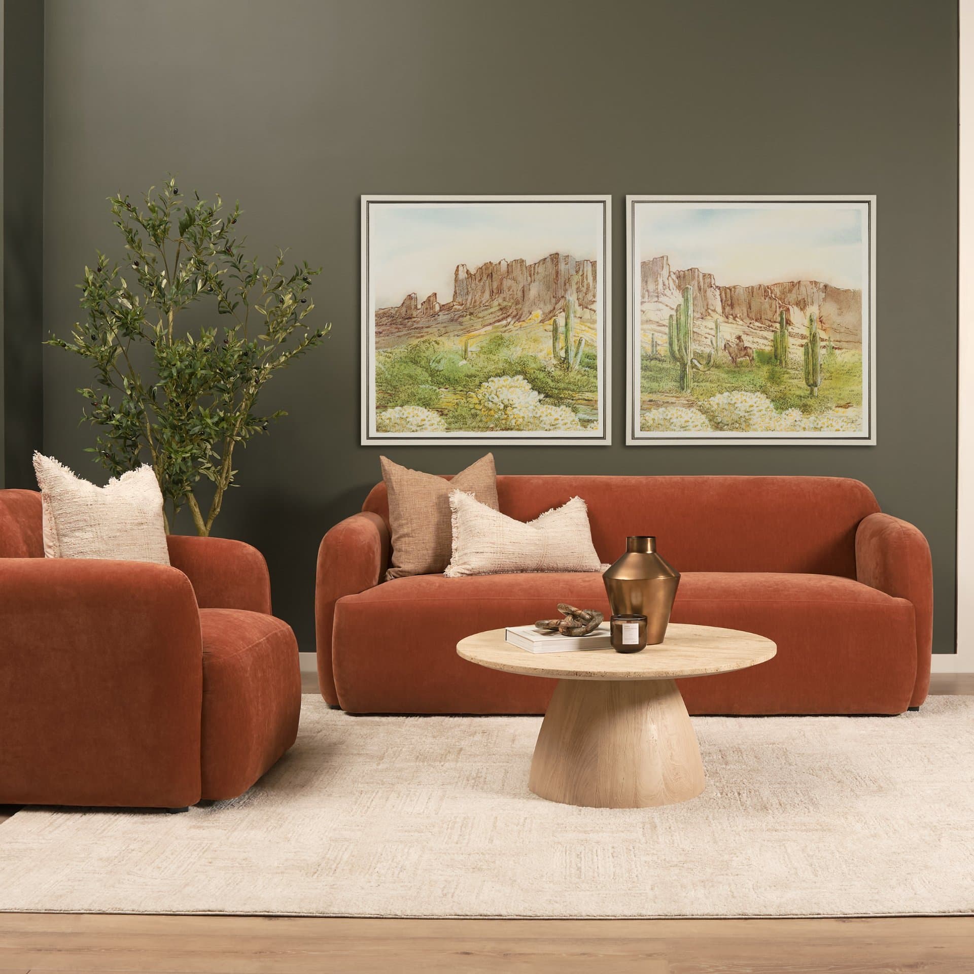 Cactus Country II by Mercana Studio Hand-Embellished Textured Framed Canvas Artwork — in a styled room