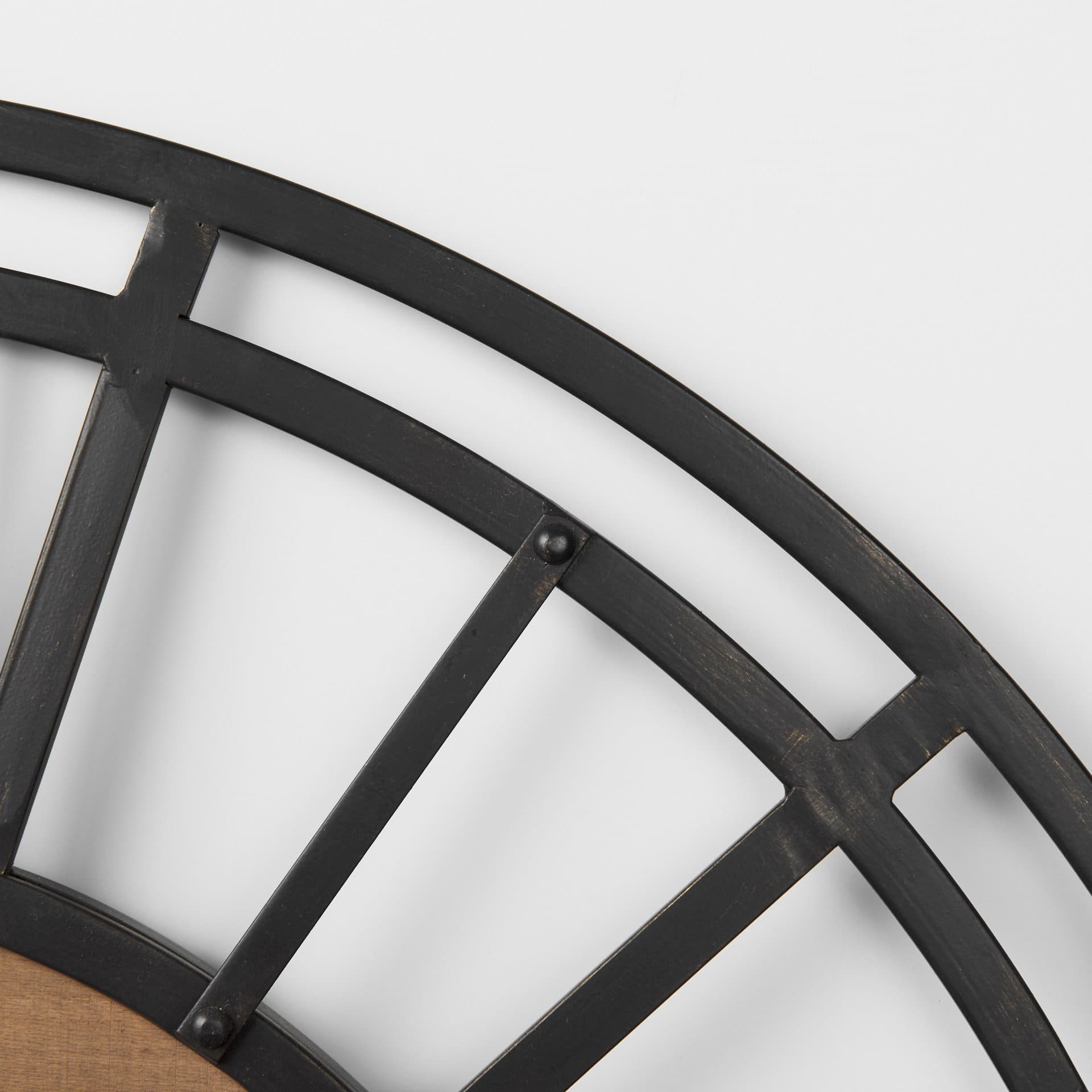 Lewiston 30.1L x 2.0W x 30.1H Black Iron W/Wood Round Wall Clock — product photograph