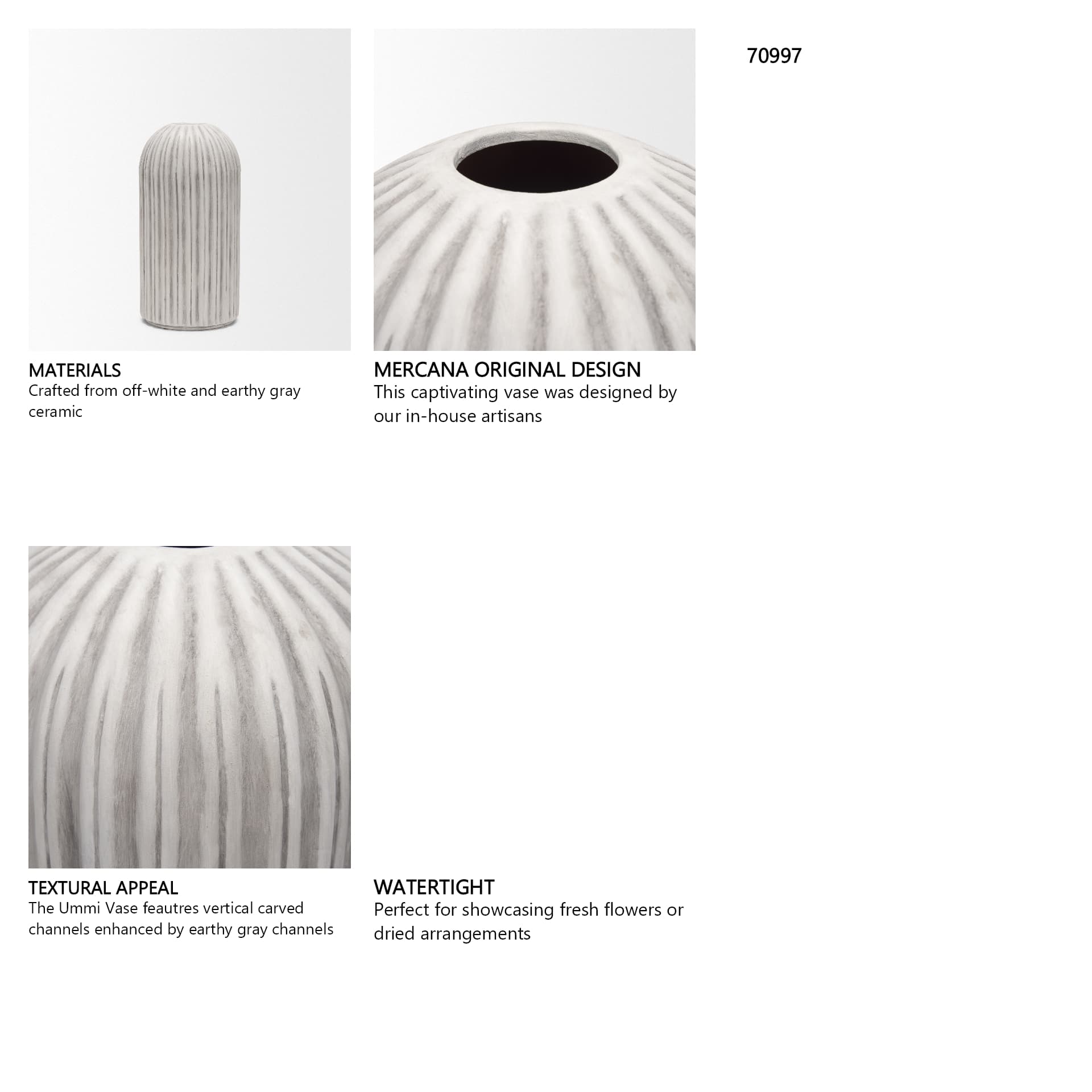 Ummi Small Off White w/ Gray Antiquing Ceramic Vase — in a styled room