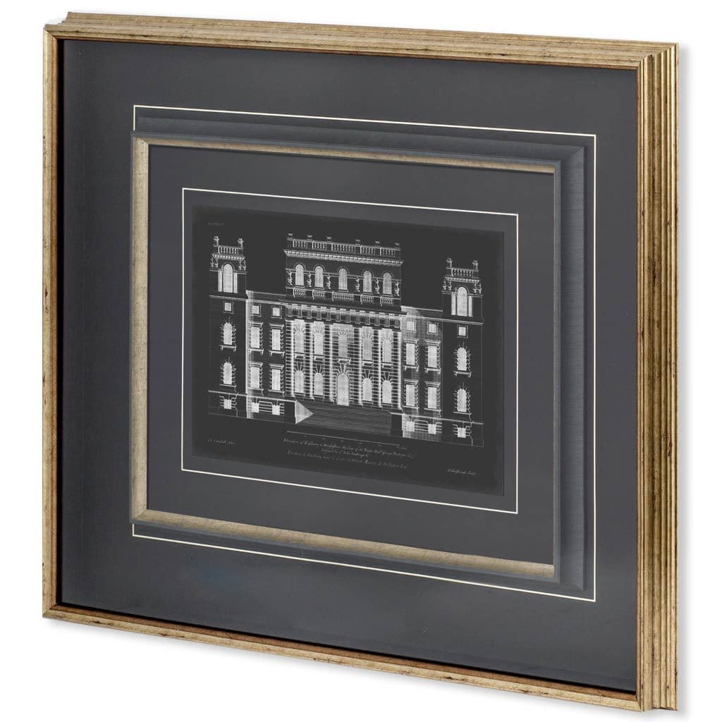 Vintage Facade Blueprint VI by H. Hulsburgh a Framed Art Print Matted under Glass — product photograph
