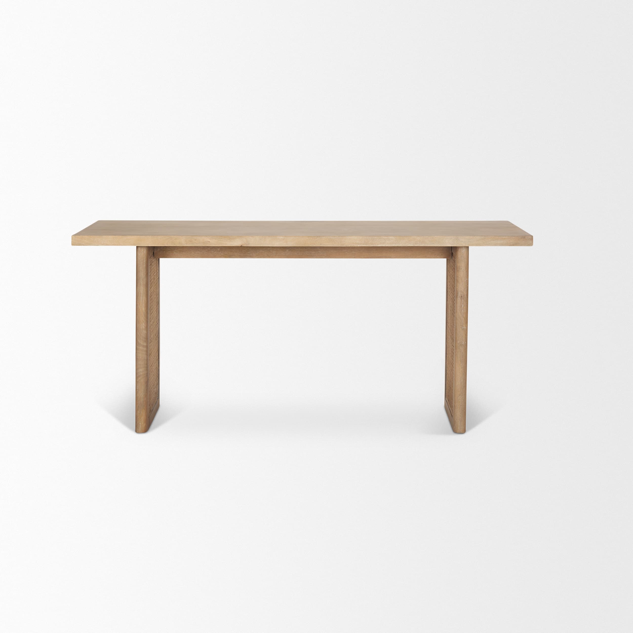 Grier 65" Light Brown Solid Wood w/ Cane Console Table — product photograph