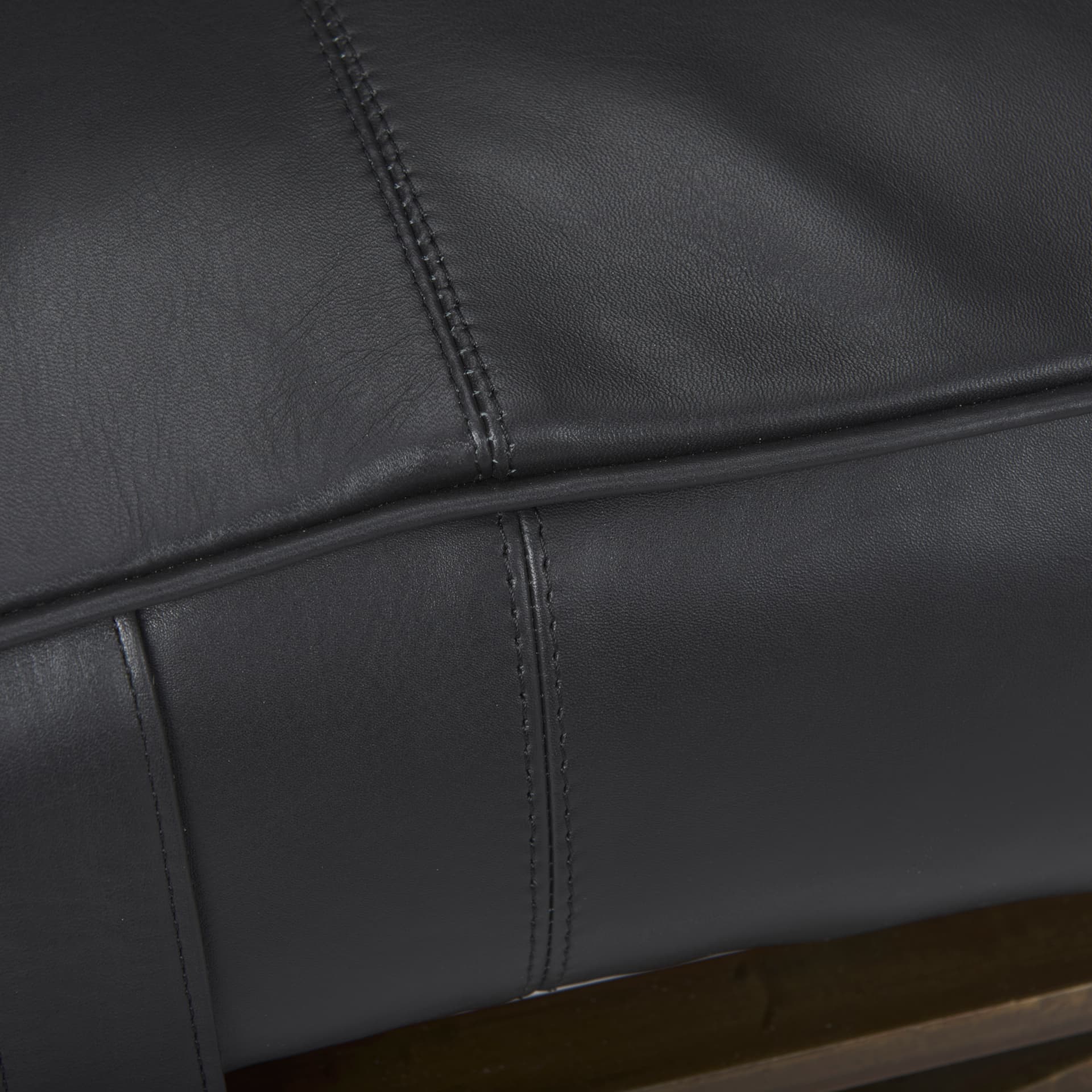 Jessie 55L x 16W Black Leather Seat W/Gold Metal Base Accent Bench — product photograph