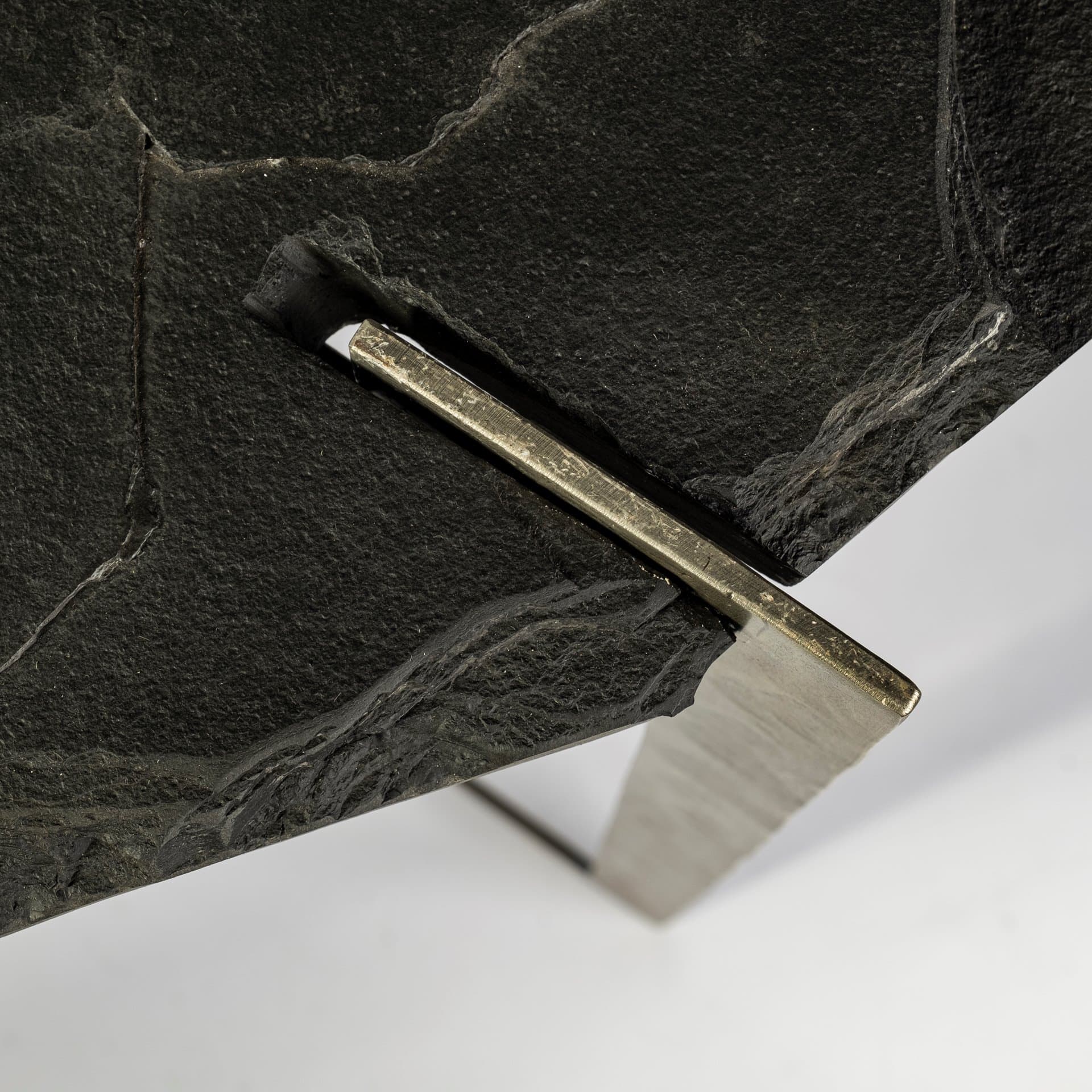 Shale III 50L x 20W Black Live-Edge Slate and Iron Console Table — product photograph