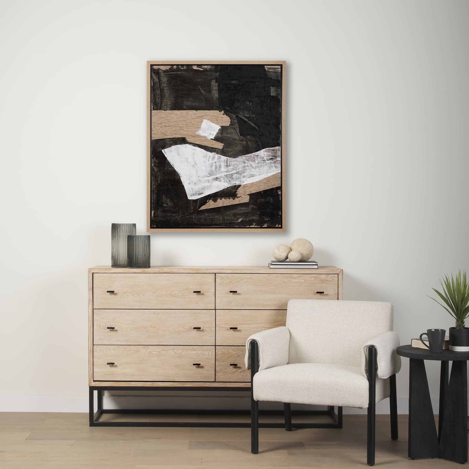 Clouds upon Fields II by Mercana Studio a Hand Embellished Textured Framed Canvas — in a styled room