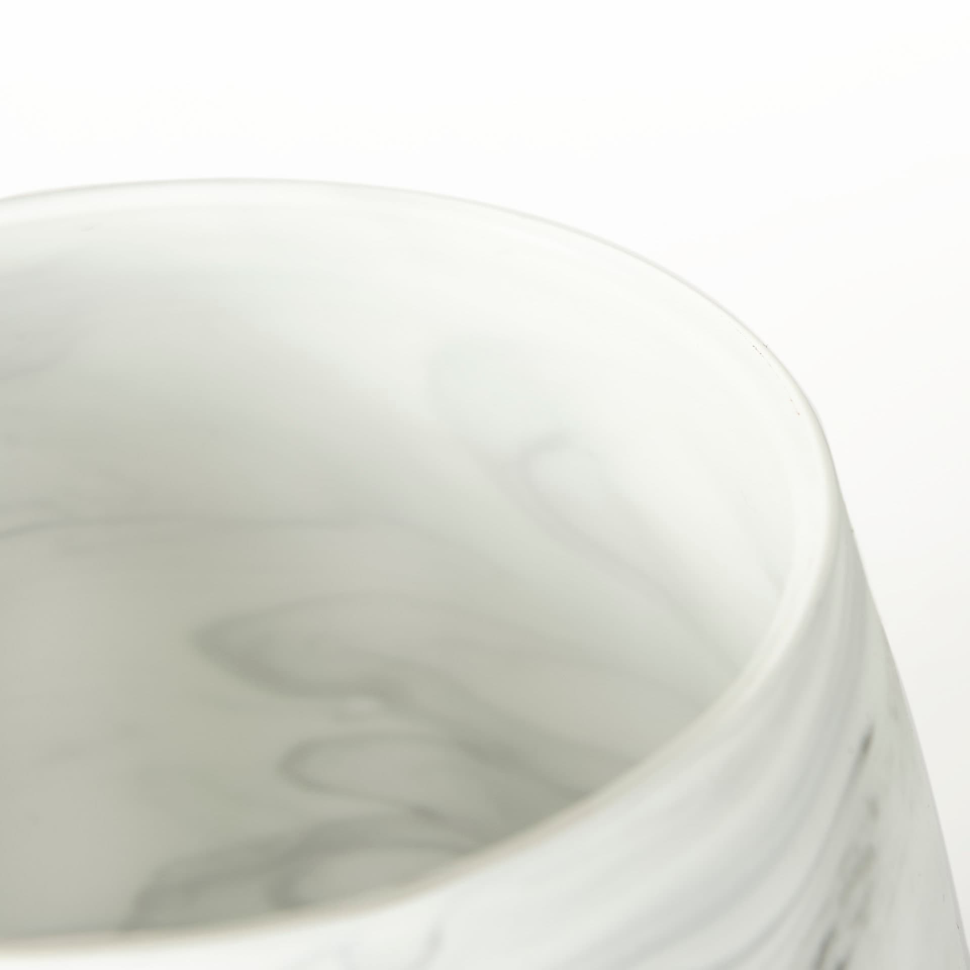 Volta I Short Gray Cream Glass Abstract Pattern Vase — product photograph