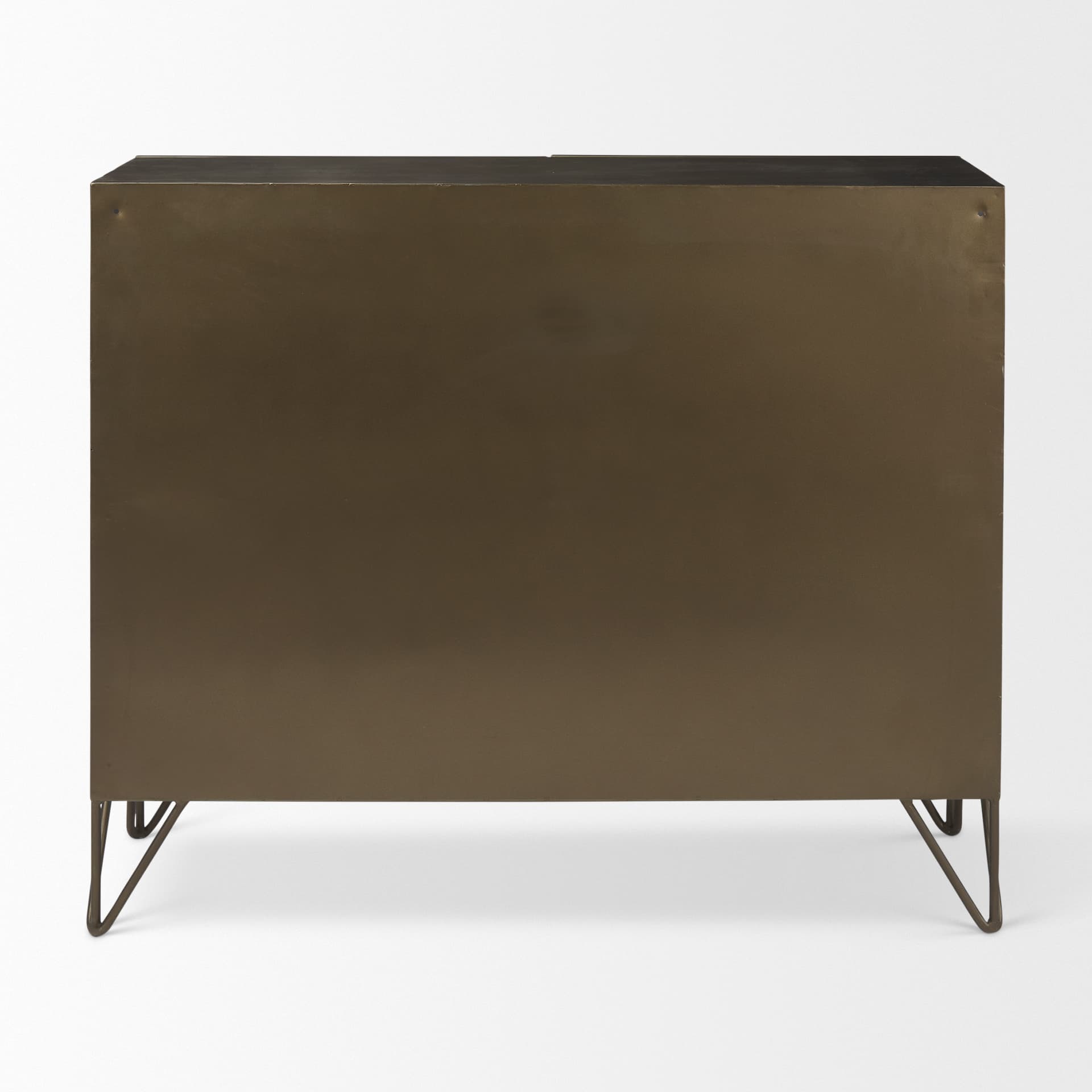 Pandora Dark Brass Metal W/Red Wood 2 Door Accent Cabinet — product photograph