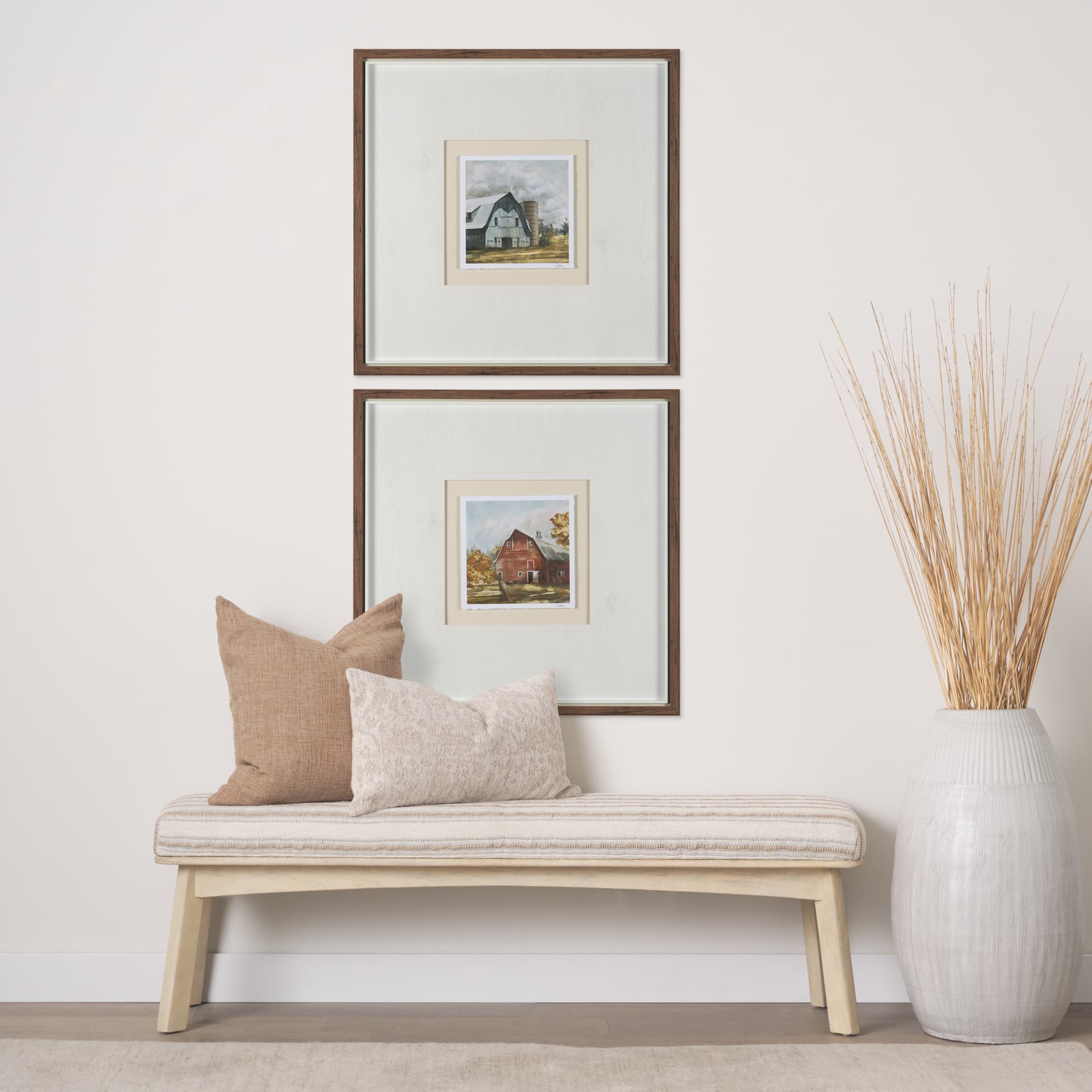 Day at the Farm I by Mercana Studio Hand Embelished Framed Artwork Matted under Glass — in a styled room