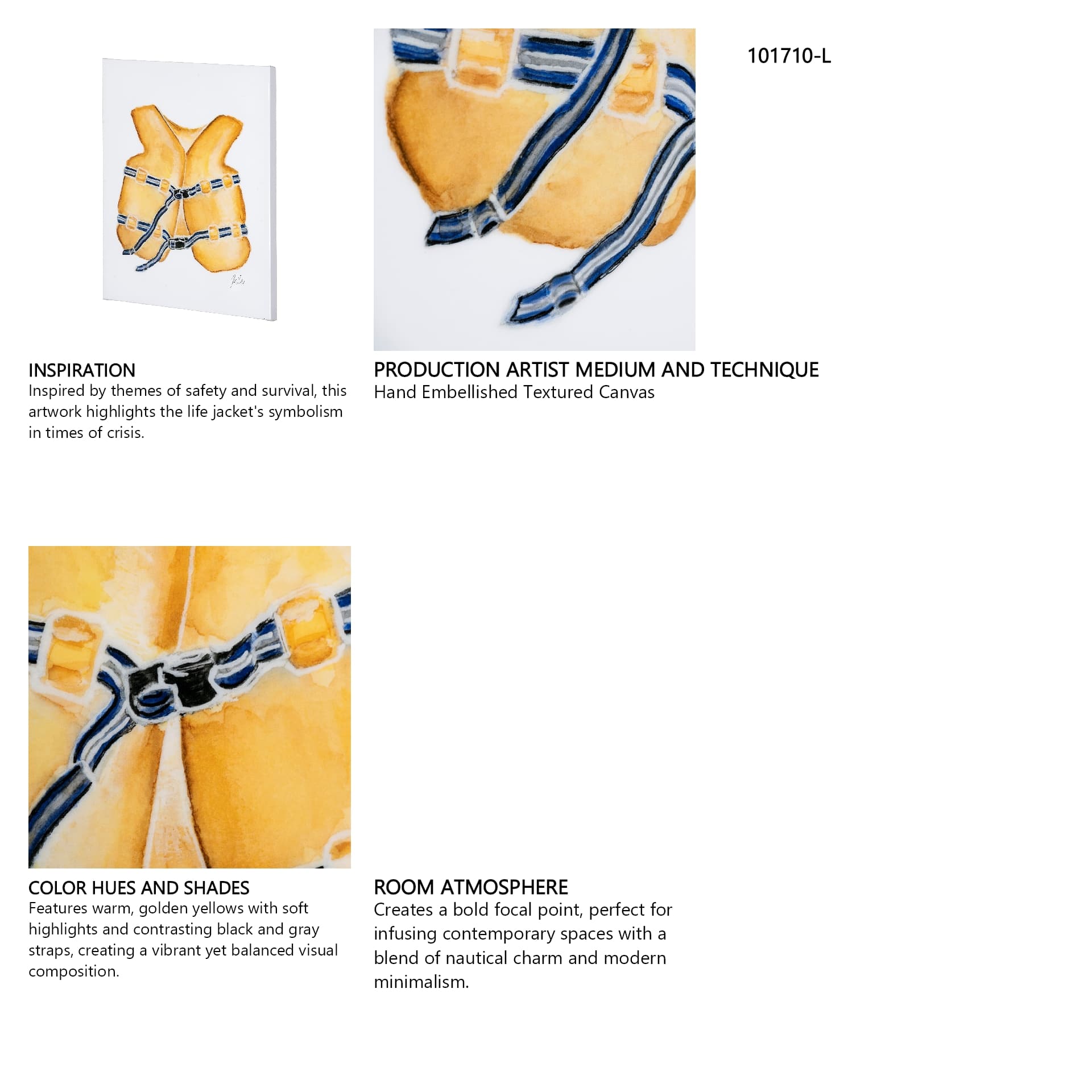 Lifejacket I by Mercana Studio a Hand Embellished Textured Canvas — in a styled room