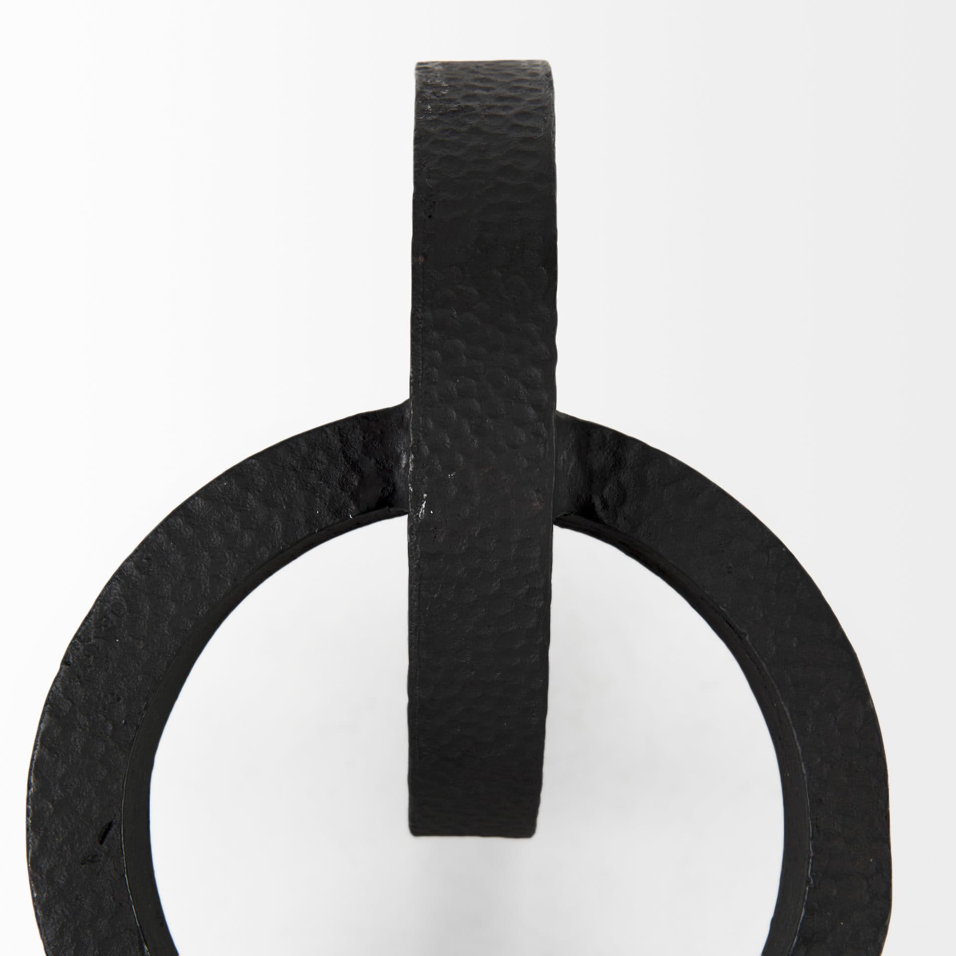 Rafiki Two Blackened Hammered Finish Metal Conjoined Circles — product photograph