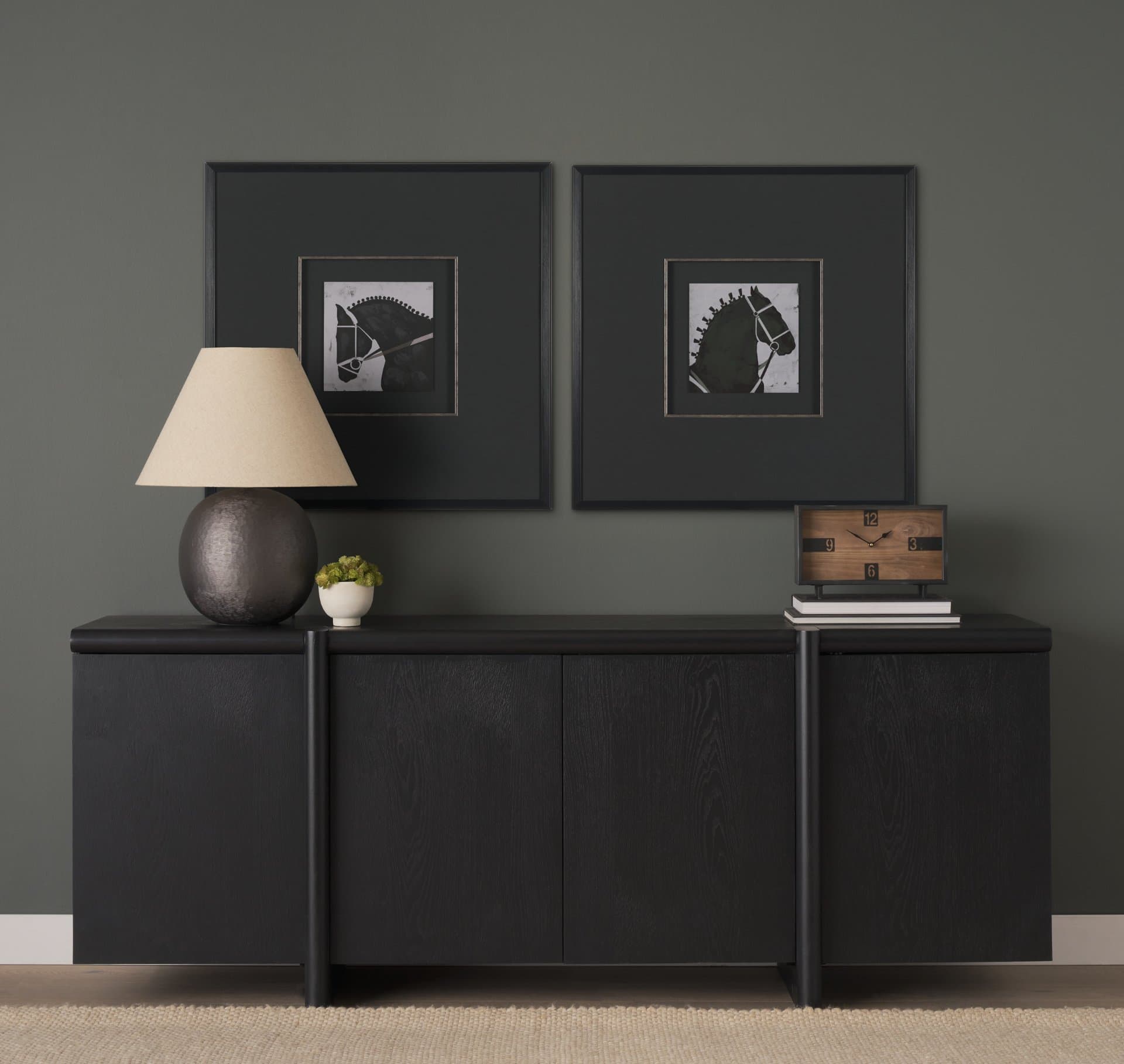 Steed 1 by Mercana Studio Hand-Embellished Framed Artwork Matted under Glass — in a styled room