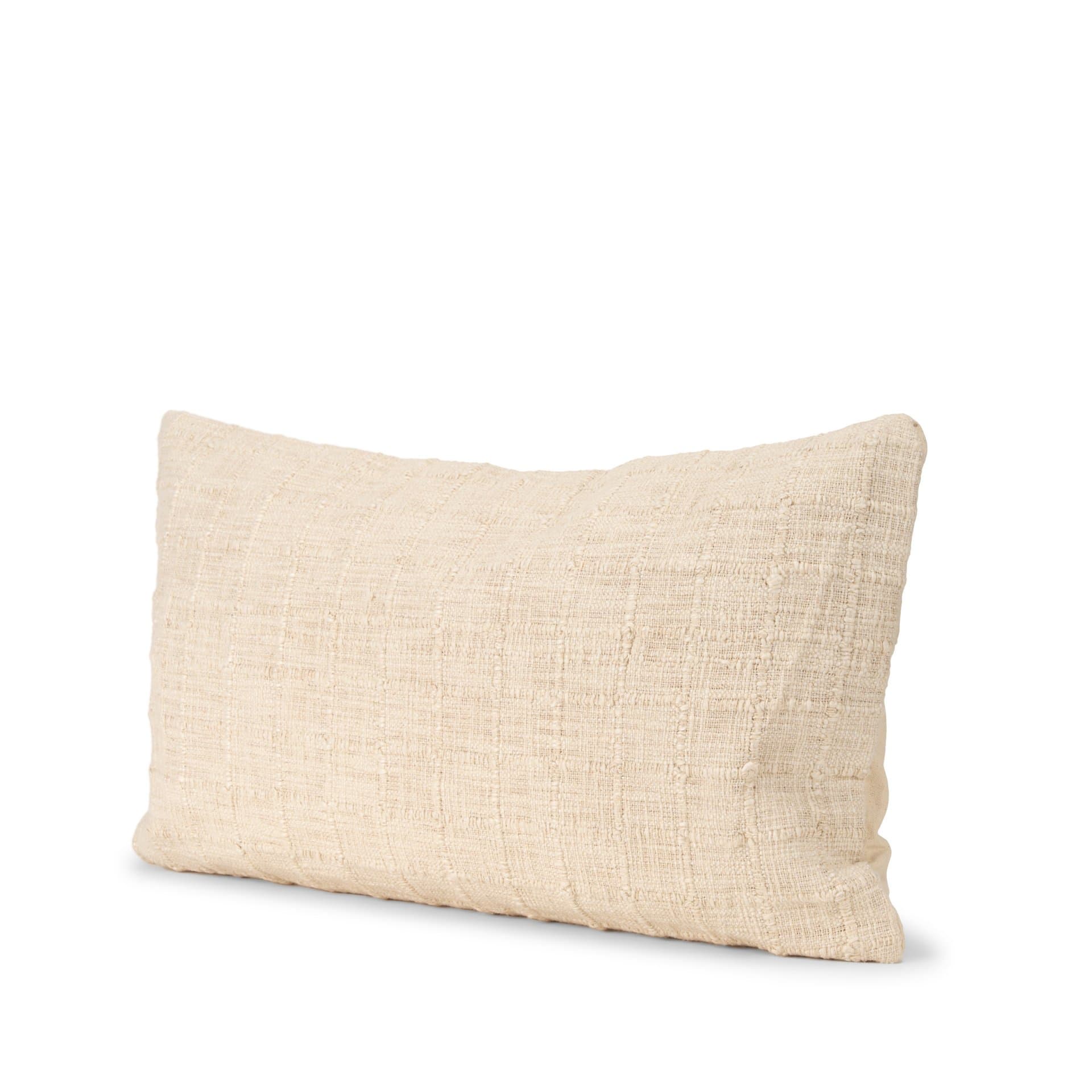 Jacory 14x26 Cream Checker Textured Lumbar Pillow Cover w/Down Filler — product photograph