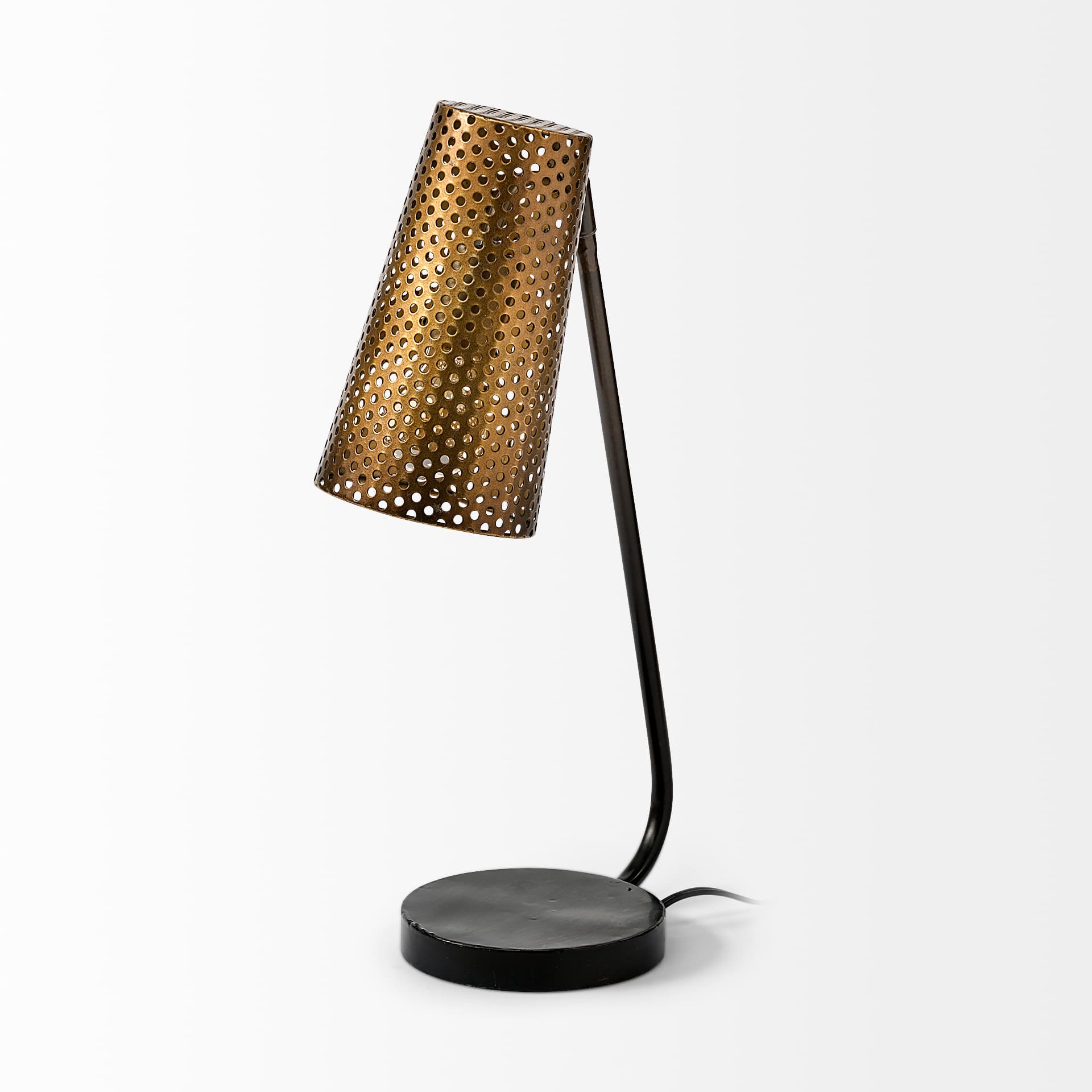 Wesley II (22.4"H) Gold/Black Perforated Metal Shade Table Lamp — product photograph