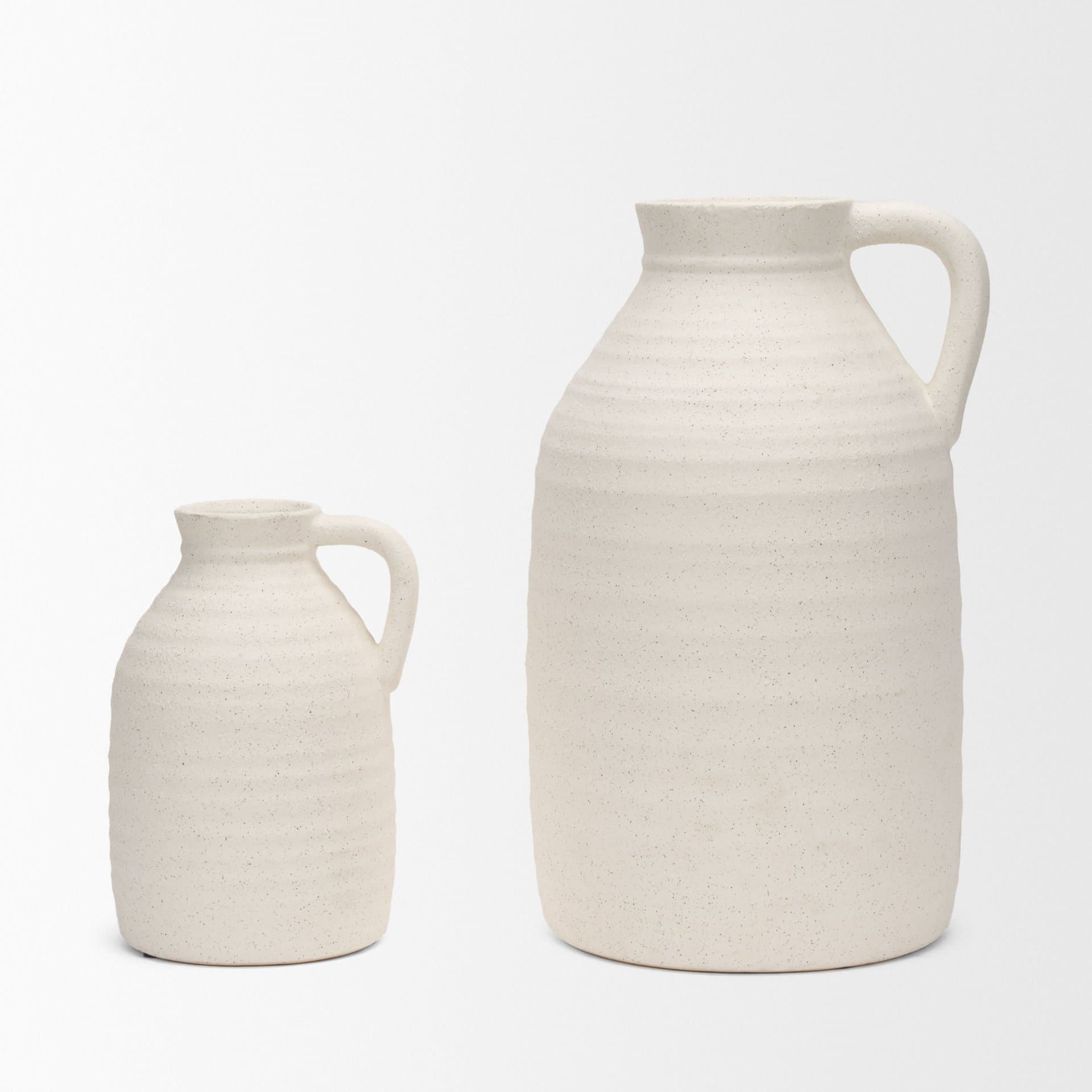 Tyrus Medium Textured Matte White w/ Speckling Ceramic Vase — product photograph
