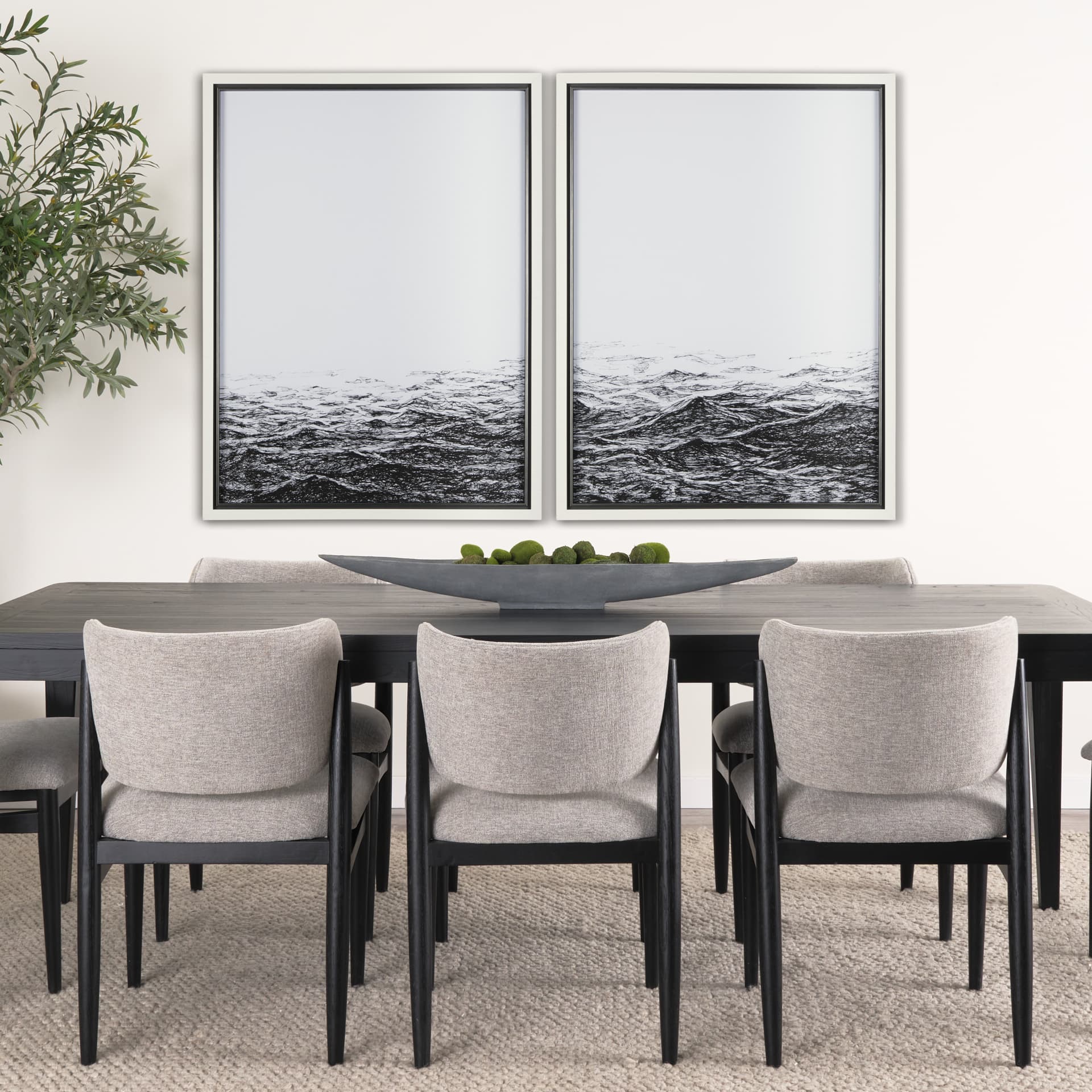 Running on Waves II by Simeng a Framed Art Print Matted under Glass — in a styled room