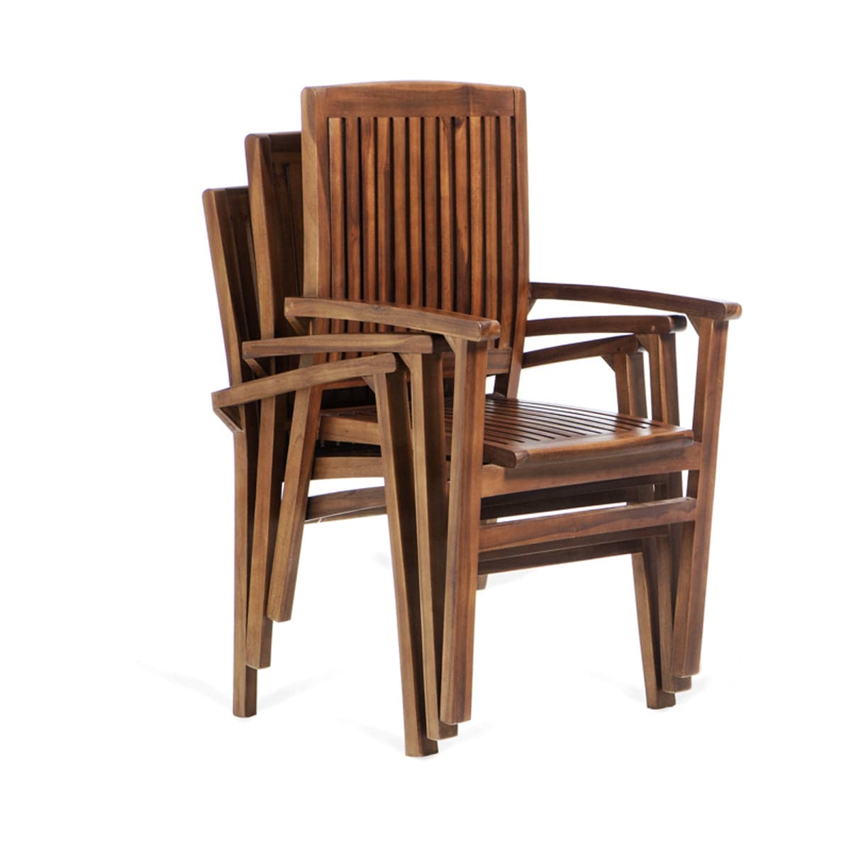 5-Piece Teak Oval Extension Table Stacking Chair Set TE70-24 — product photograph