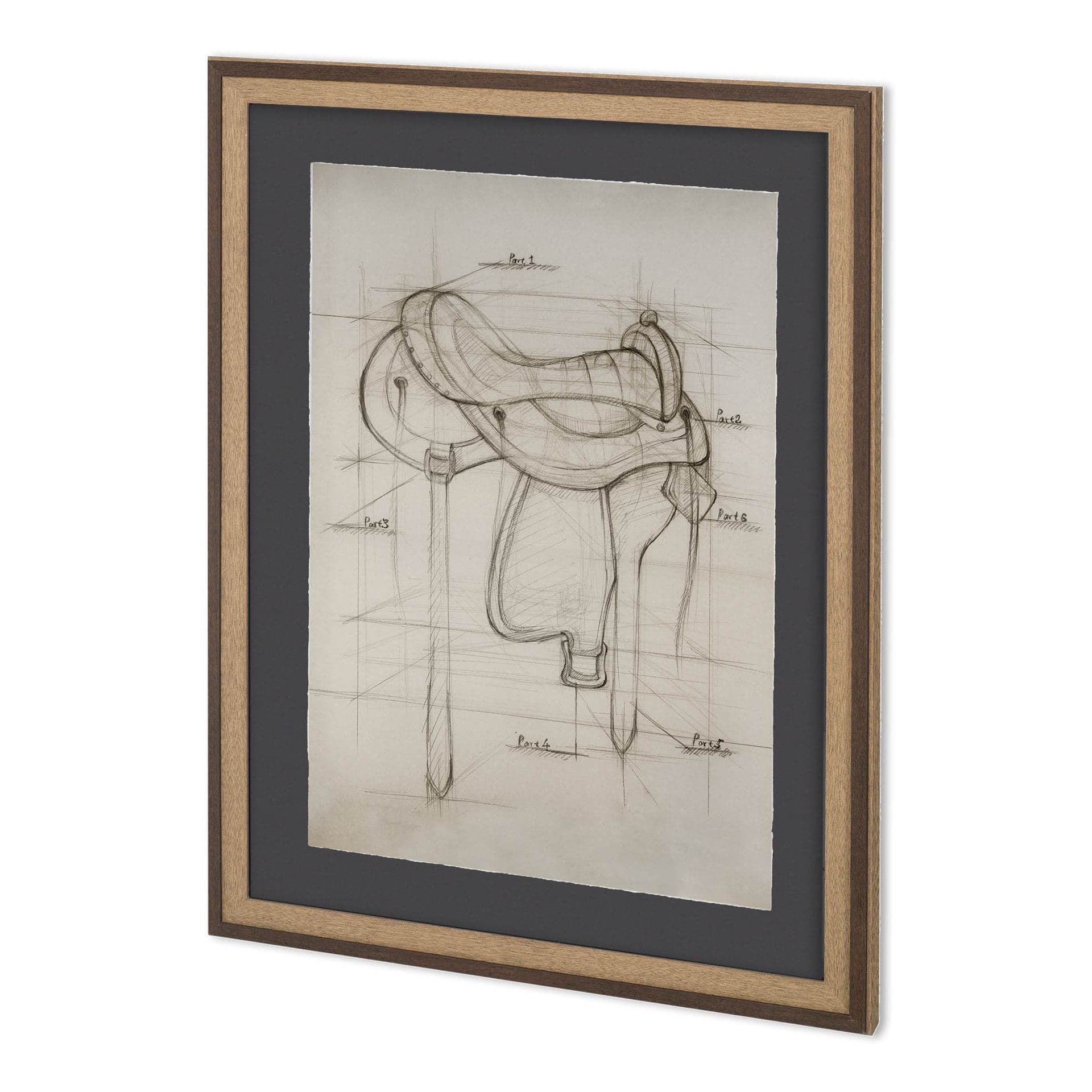 Horse Seat II by Mercana Studio a Hand Embellished Textured Framed Art Print Matted under Glass — product photograph
