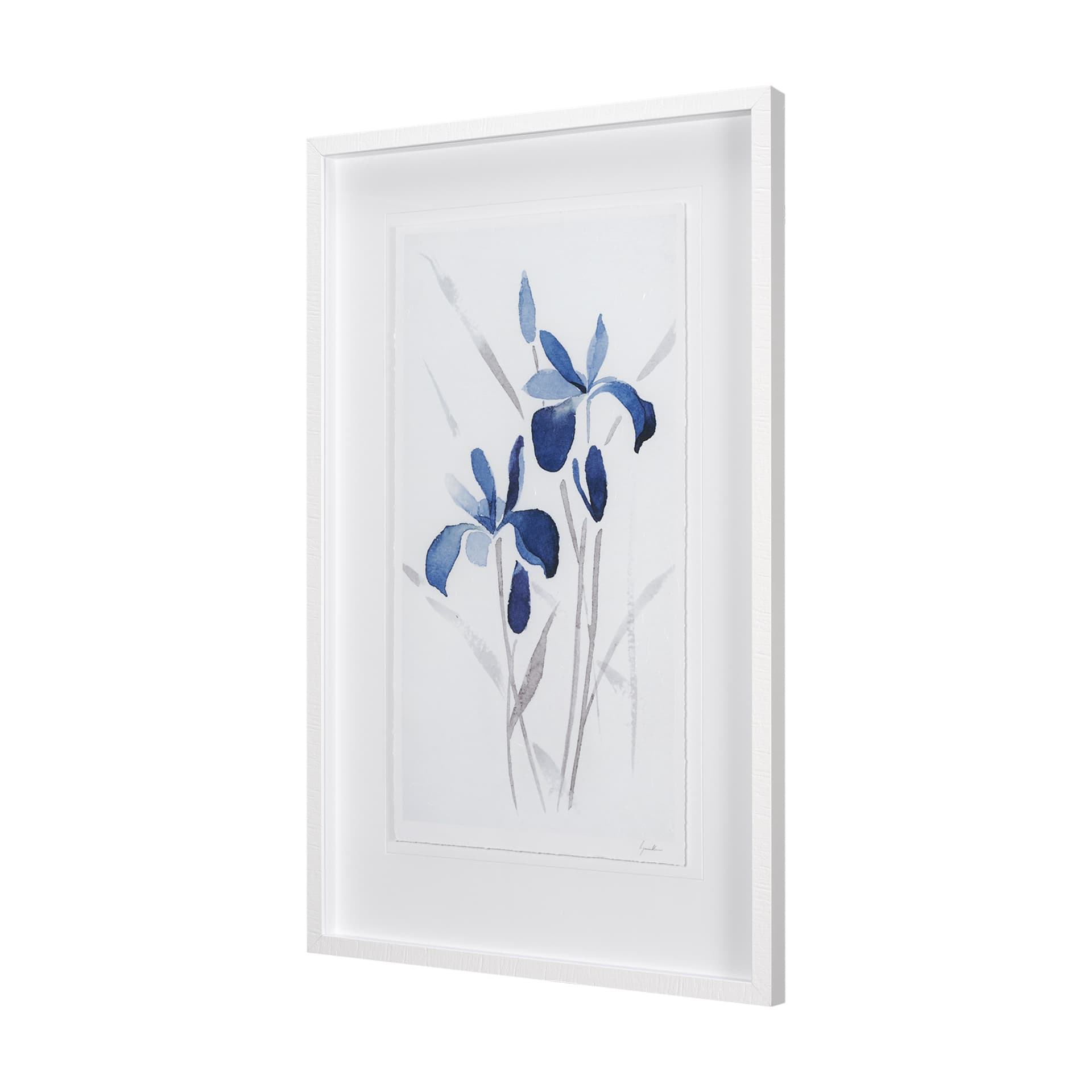 Blue Iris II by Mercana Studio a Hand Embellished Textured Framed Art Print Matted under Glass — product photograph