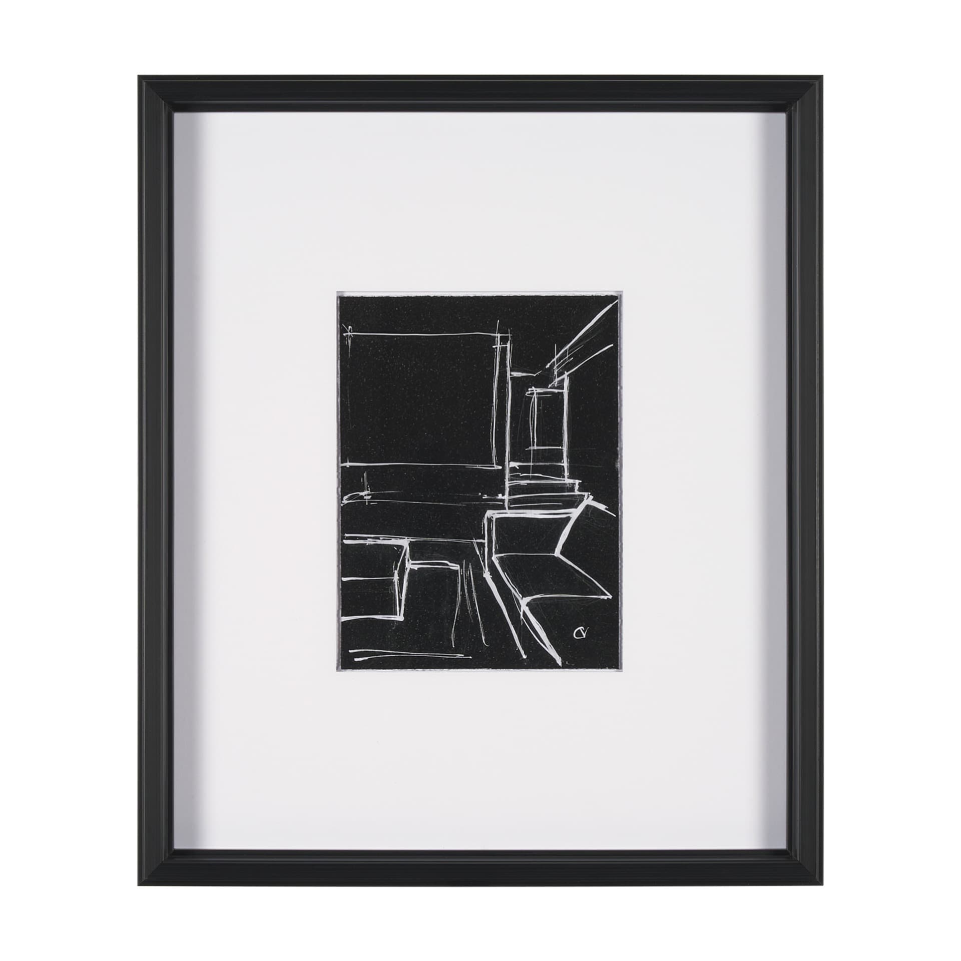 Interior Sketch IV by Mercana Studio a Hand Embellished Framed Art Print Matted under Glass — product photograph