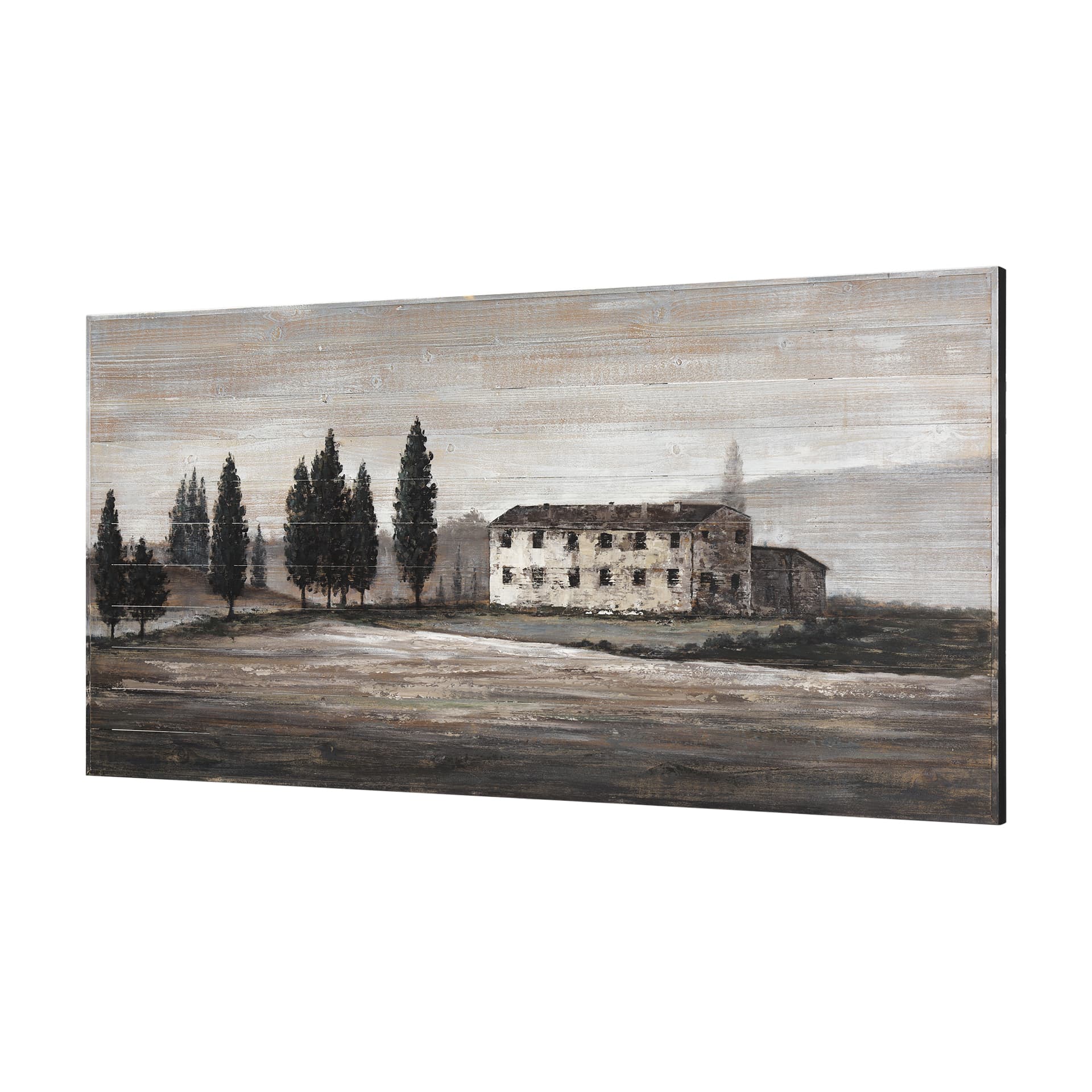 Tuscan Cypress 60x36 Hand Painted on Wood Oil Painting — product photograph