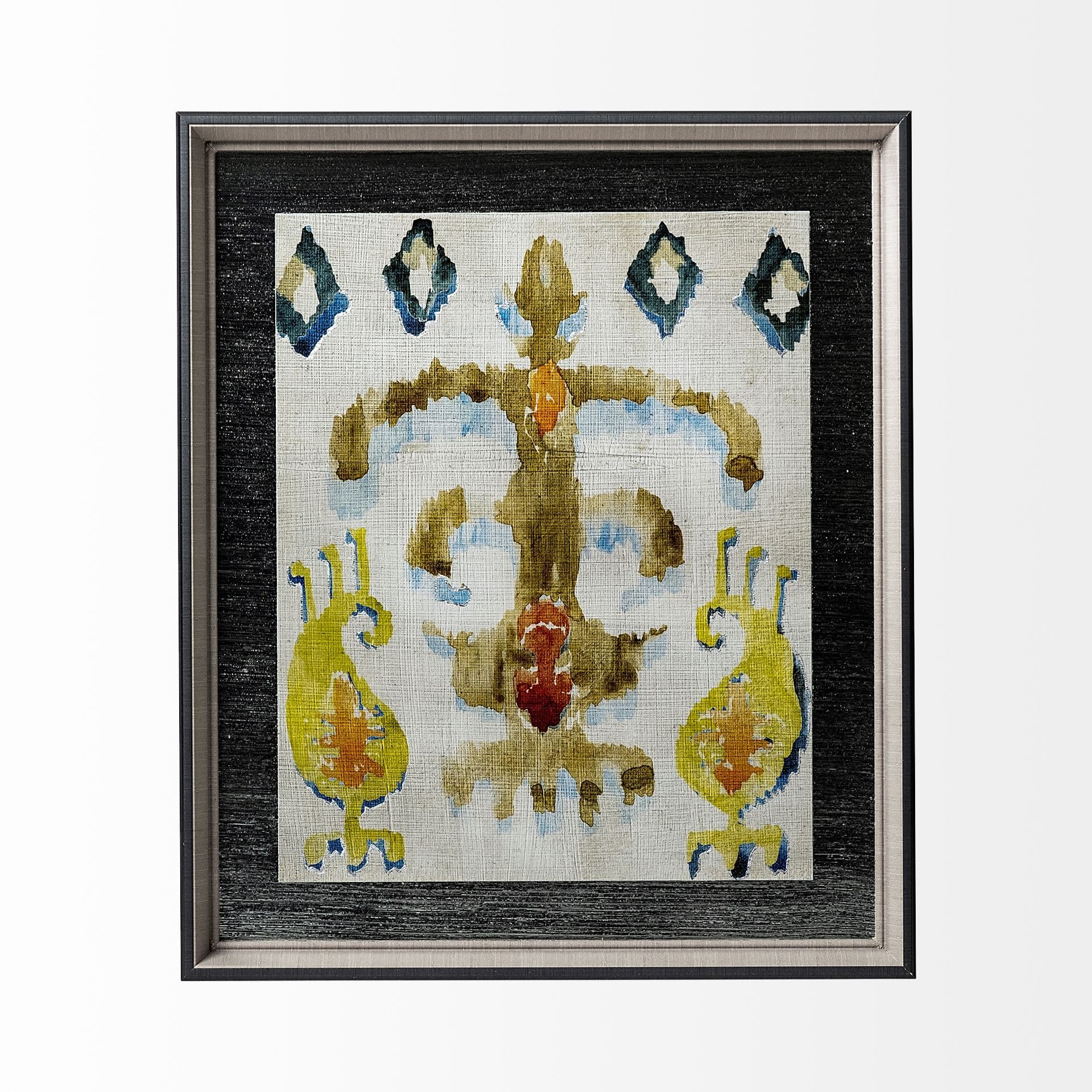 Bohemian Ikat III by Chariklia Zarris Hand Embellished Textured Framed Art Print Matted under Glass — product photograph